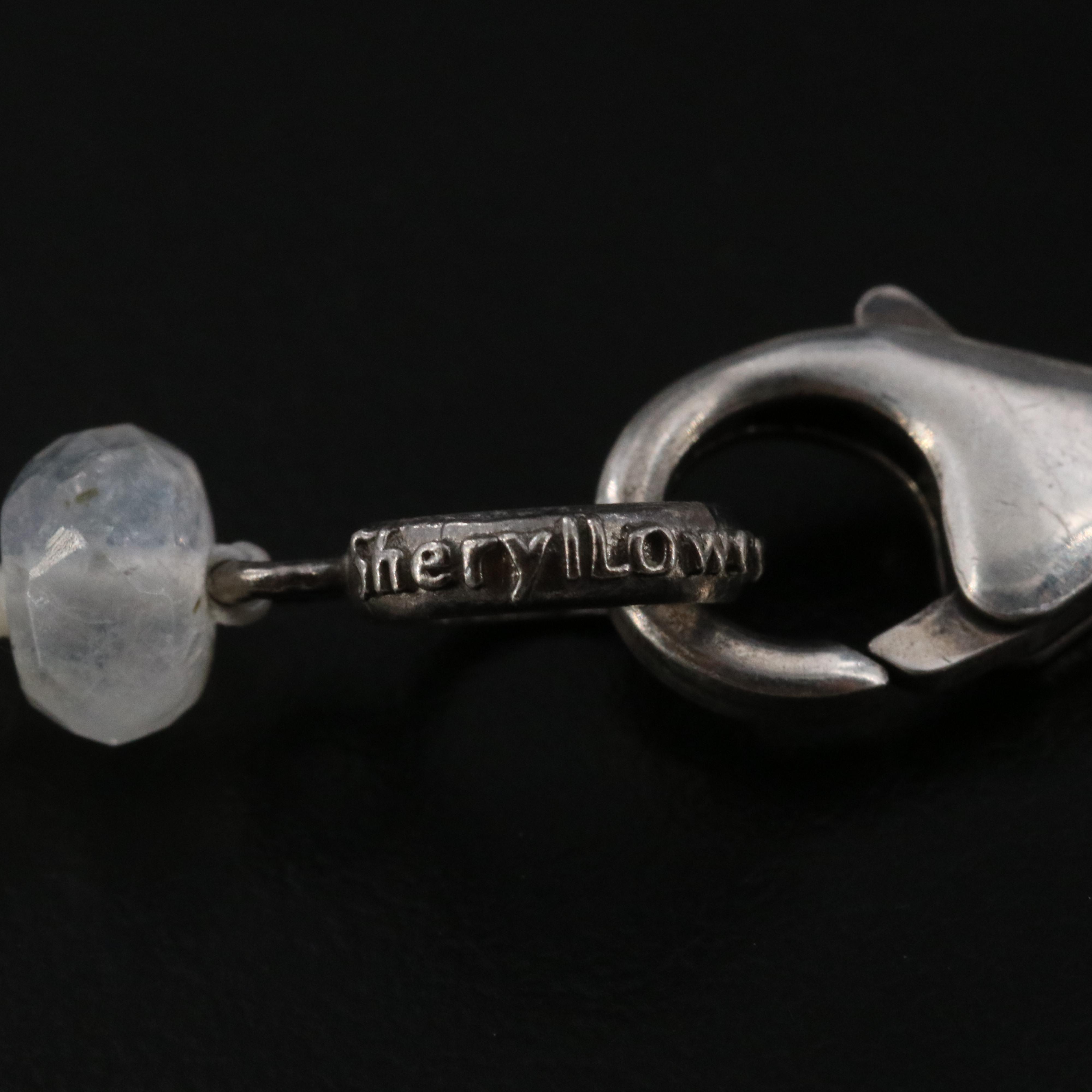 Sheryl Lowe Sterling Rainbow Moonstone and Diamond Accented Necklace