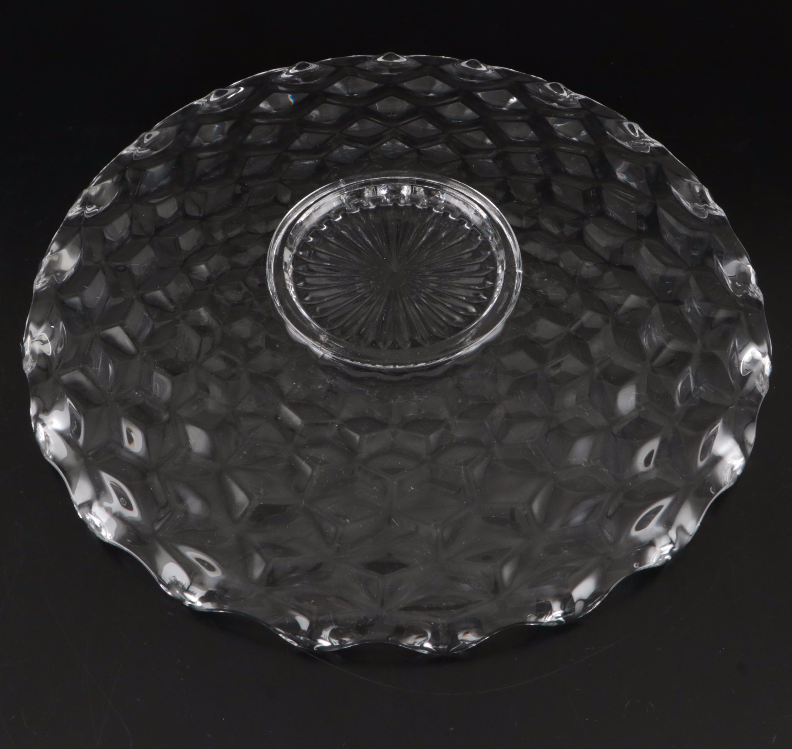 Fostoria "American" Clear Glass Serveware, Vase, and Candlesticks, 20th Century