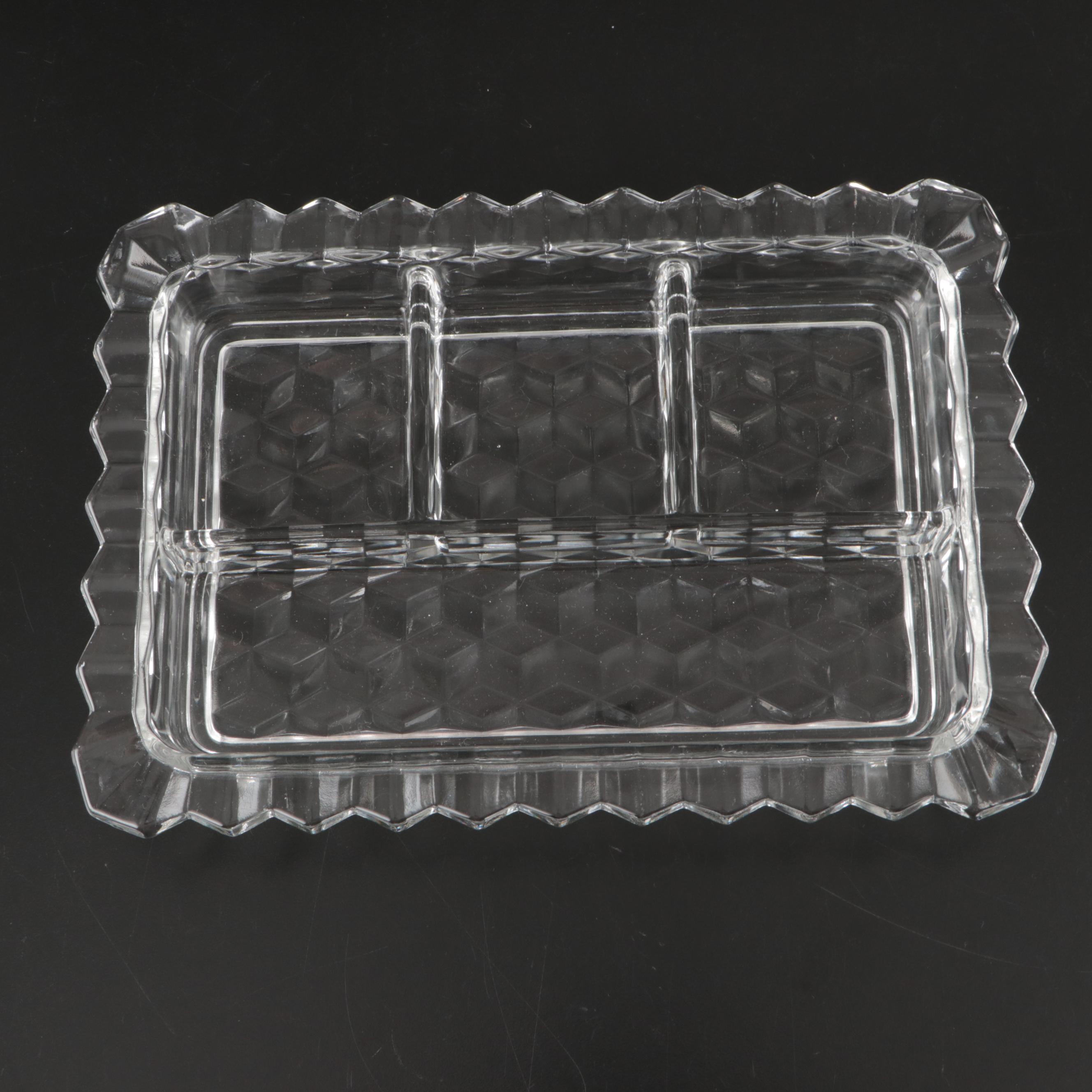 Fostoria "American" Clear Glass Serveware, Vase, and Candlesticks, 20th Century