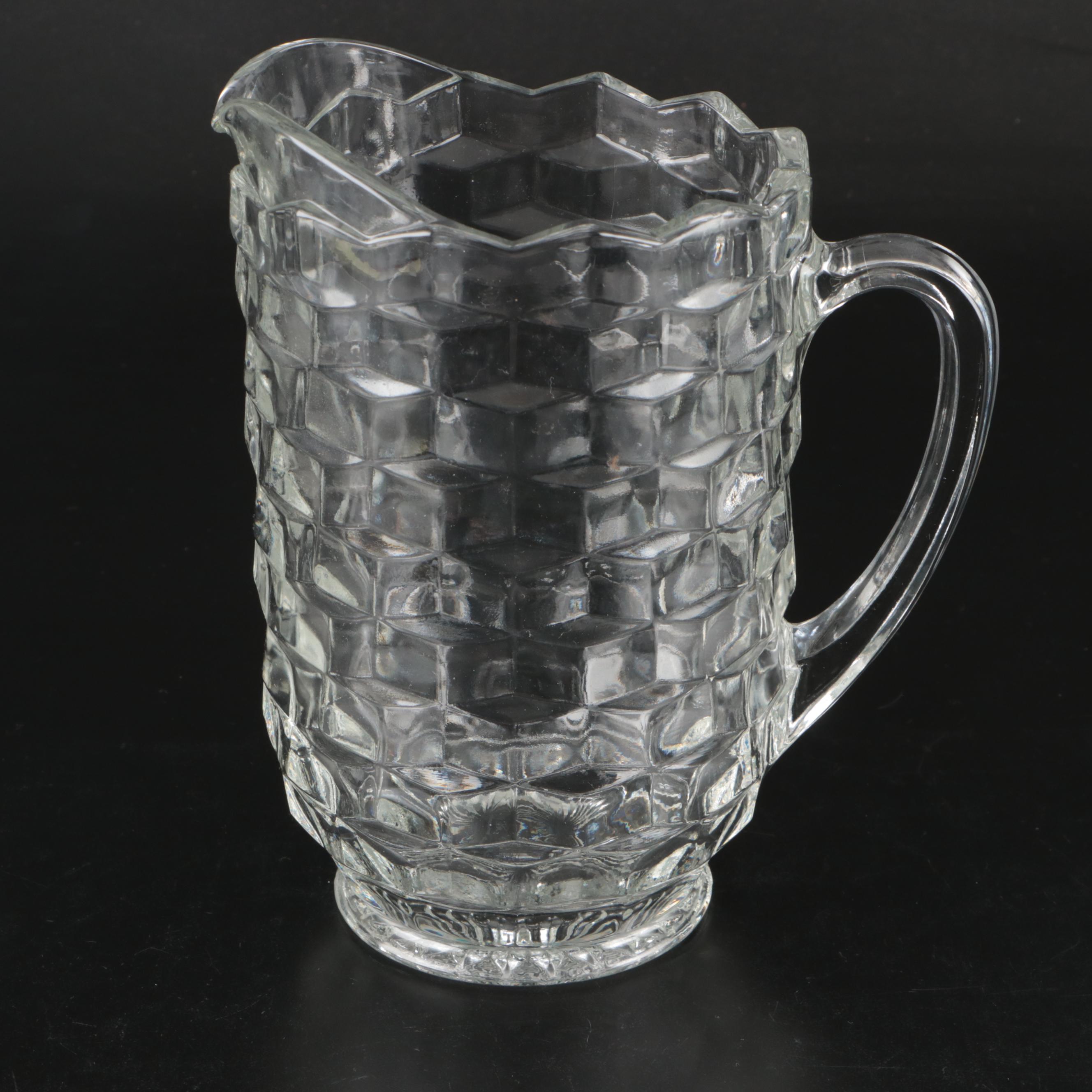 Fostoria "American" Clear Glass Serveware, Vase, and Candlesticks, 20th Century