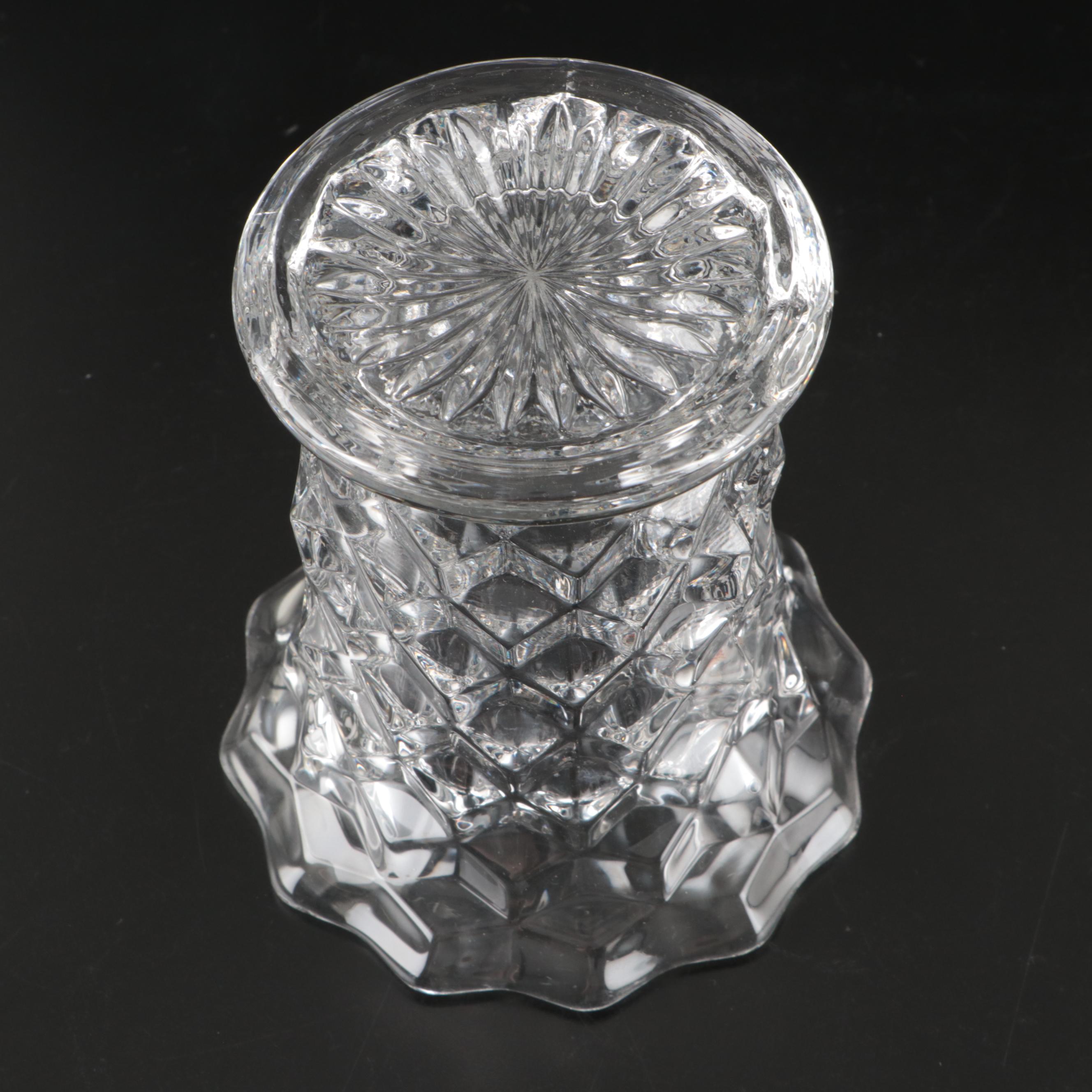 Fostoria "American" Clear Glass Serveware, Vase, and Candlesticks, 20th Century