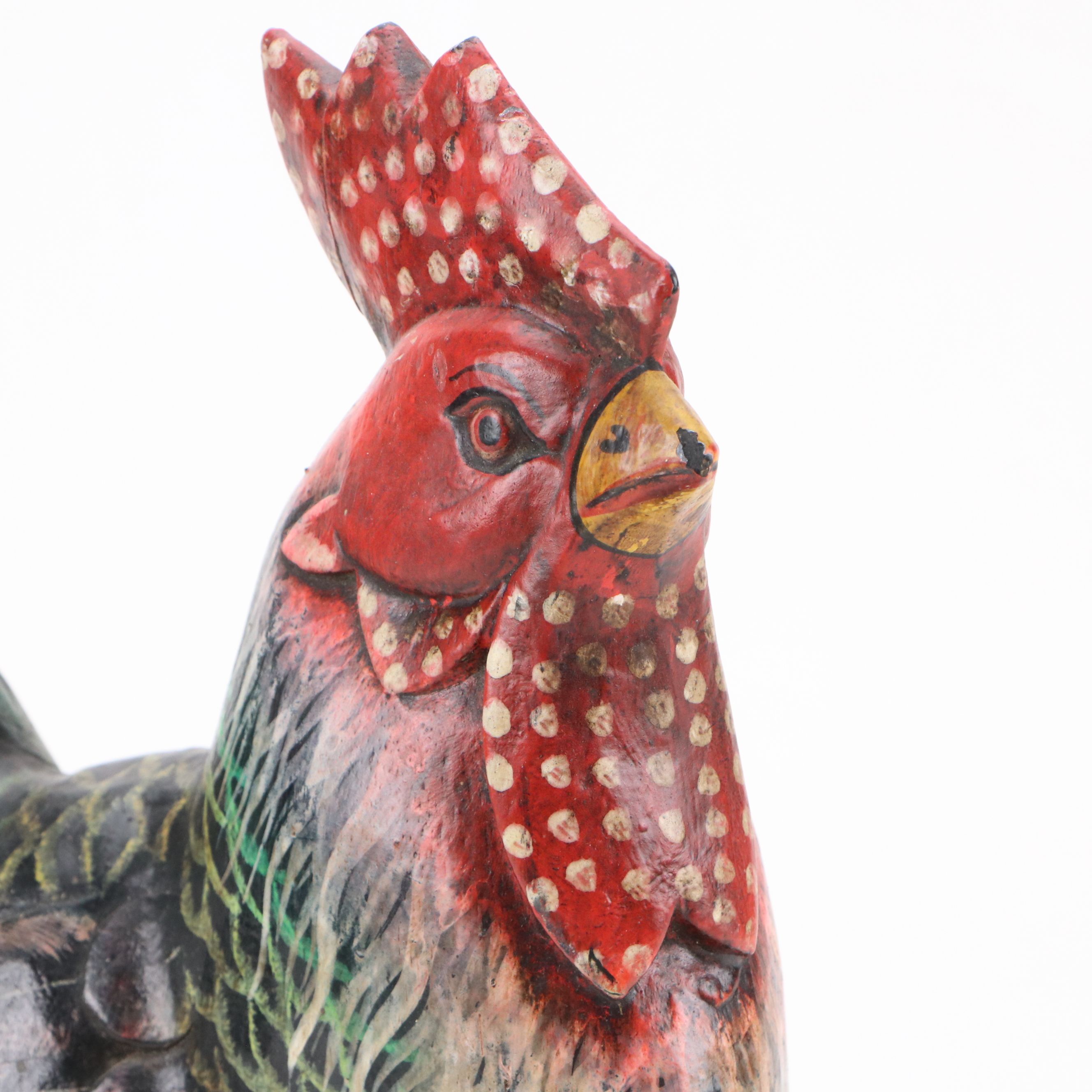 Polychrome Wooden Rooster