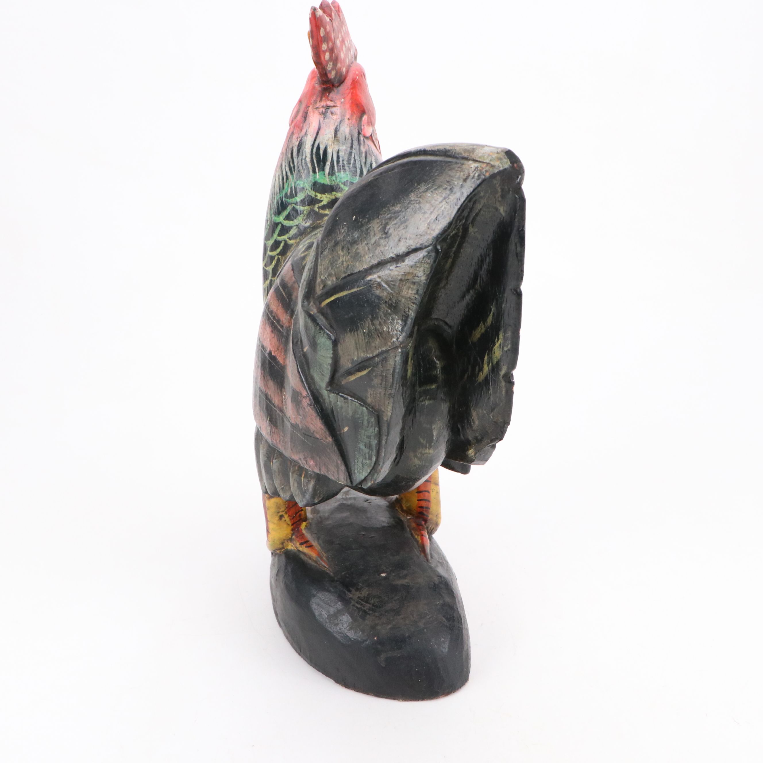 Polychrome Wooden Rooster