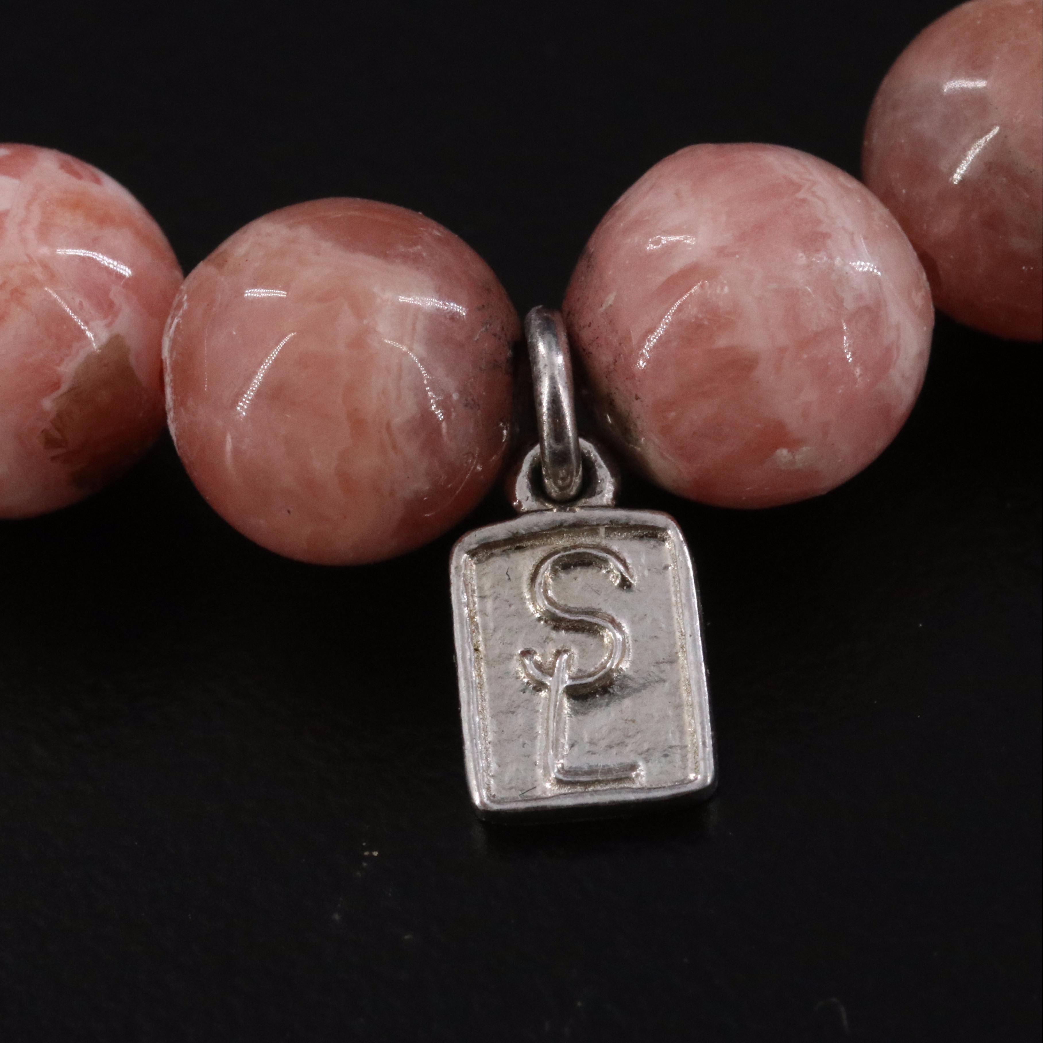 Sheryl Lowe Sterling Rhodochrosite Bracelets with Pavé Diamond Bead Accents