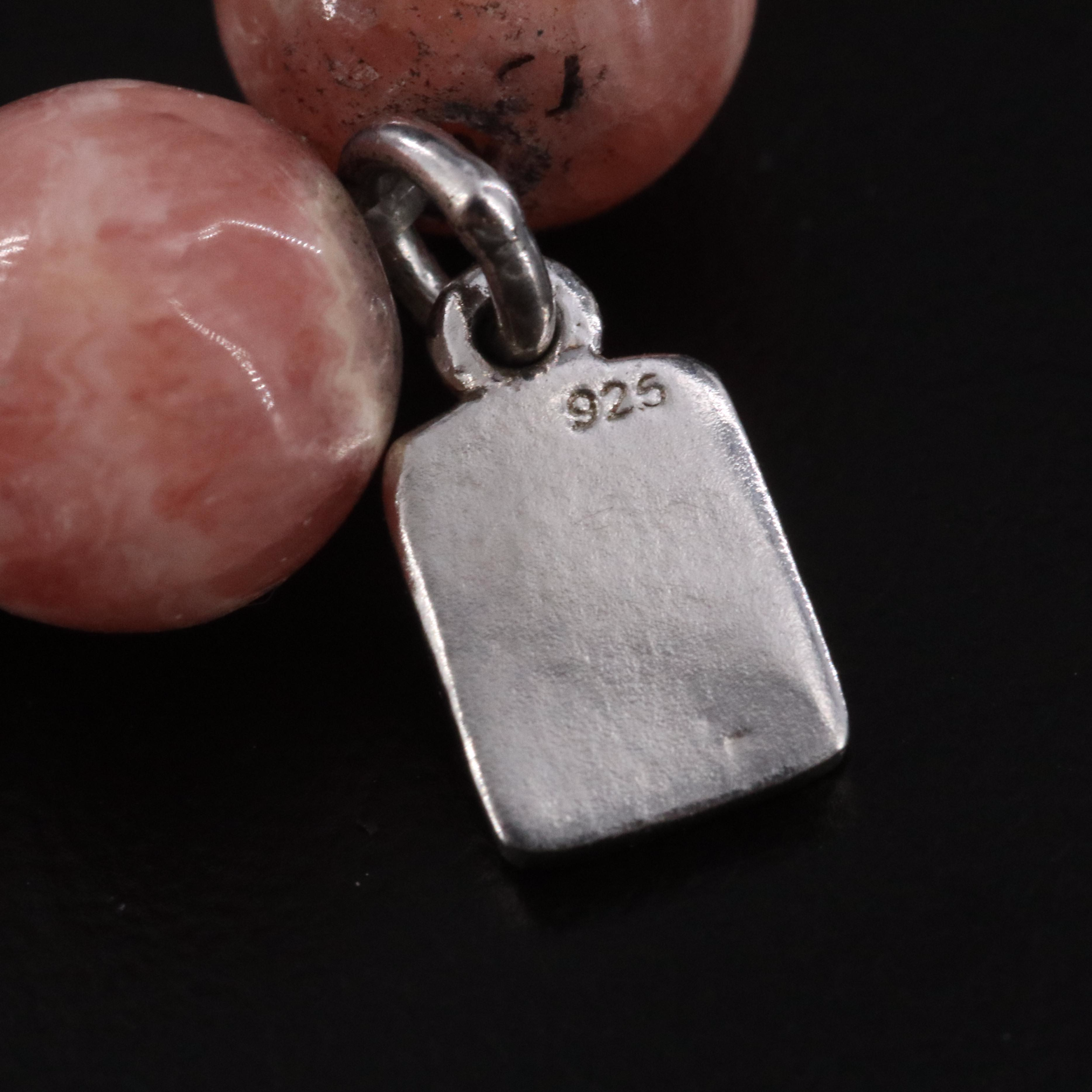 Sheryl Lowe Sterling Rhodochrosite Bracelets with Pavé Diamond Bead Accents