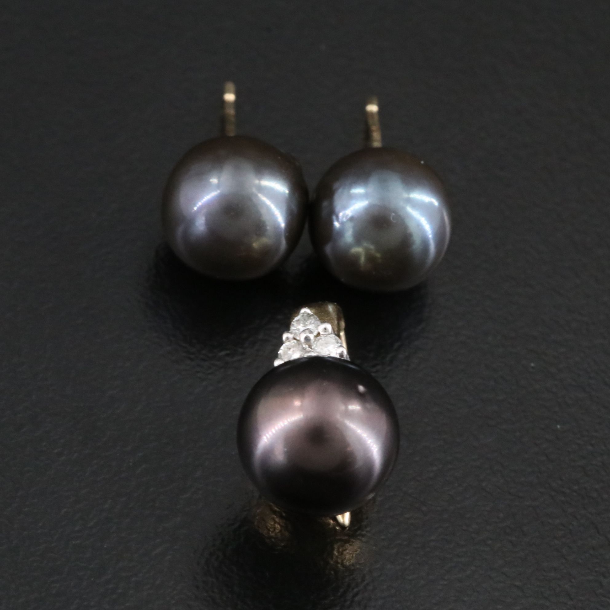 14K Pearl and Diamond Earrings and Pendant