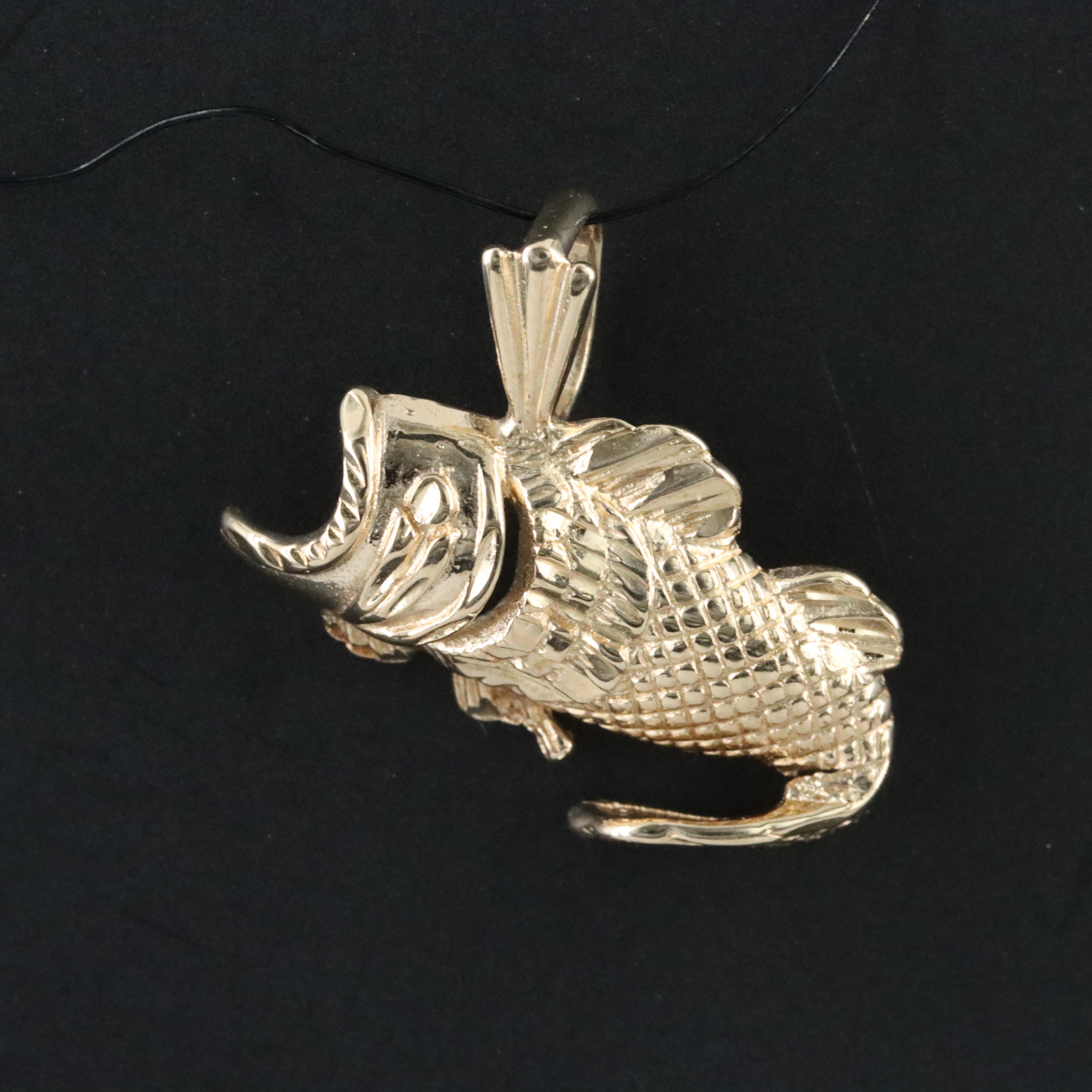 14K Large Mouth Bass Pendant