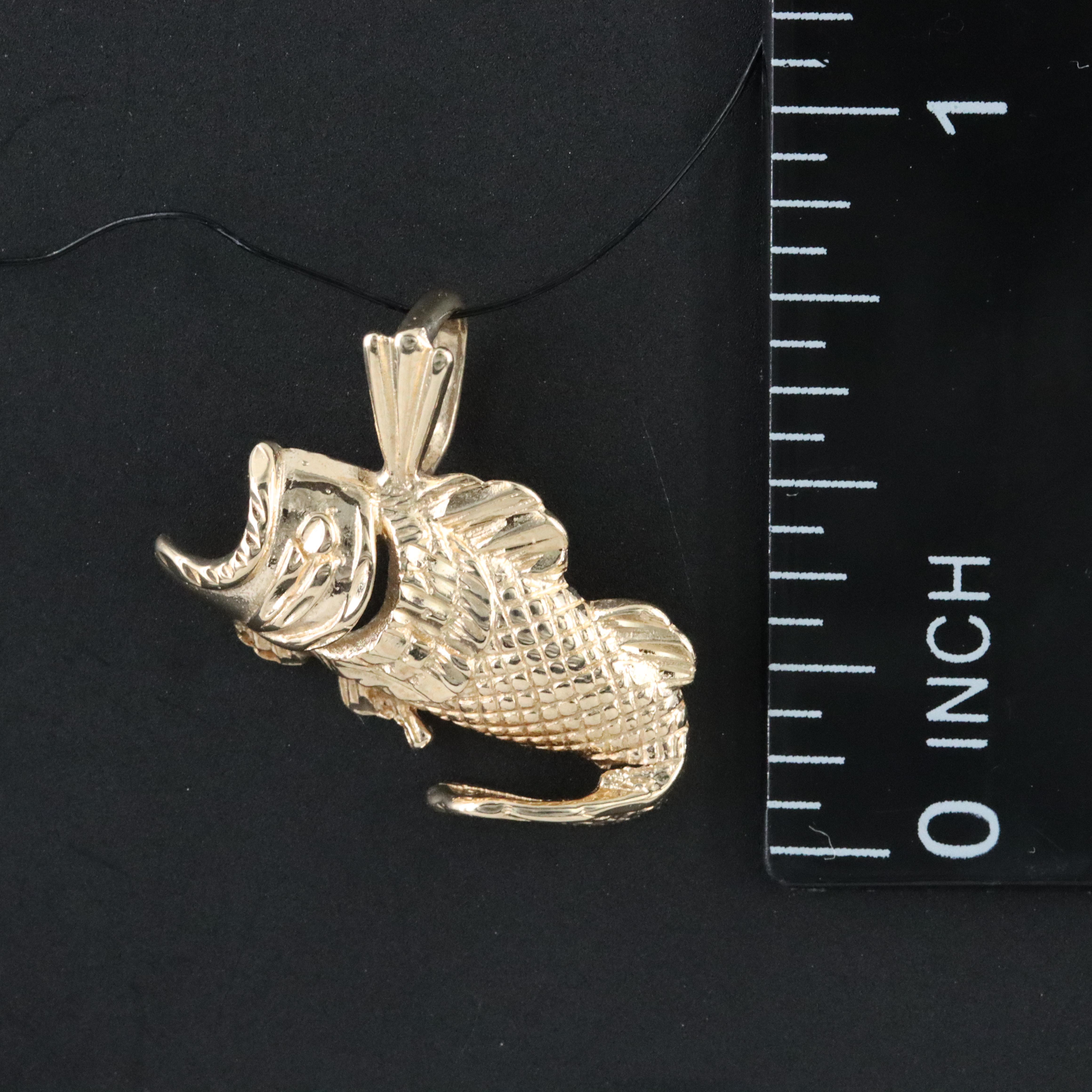 14K Large Mouth Bass Pendant