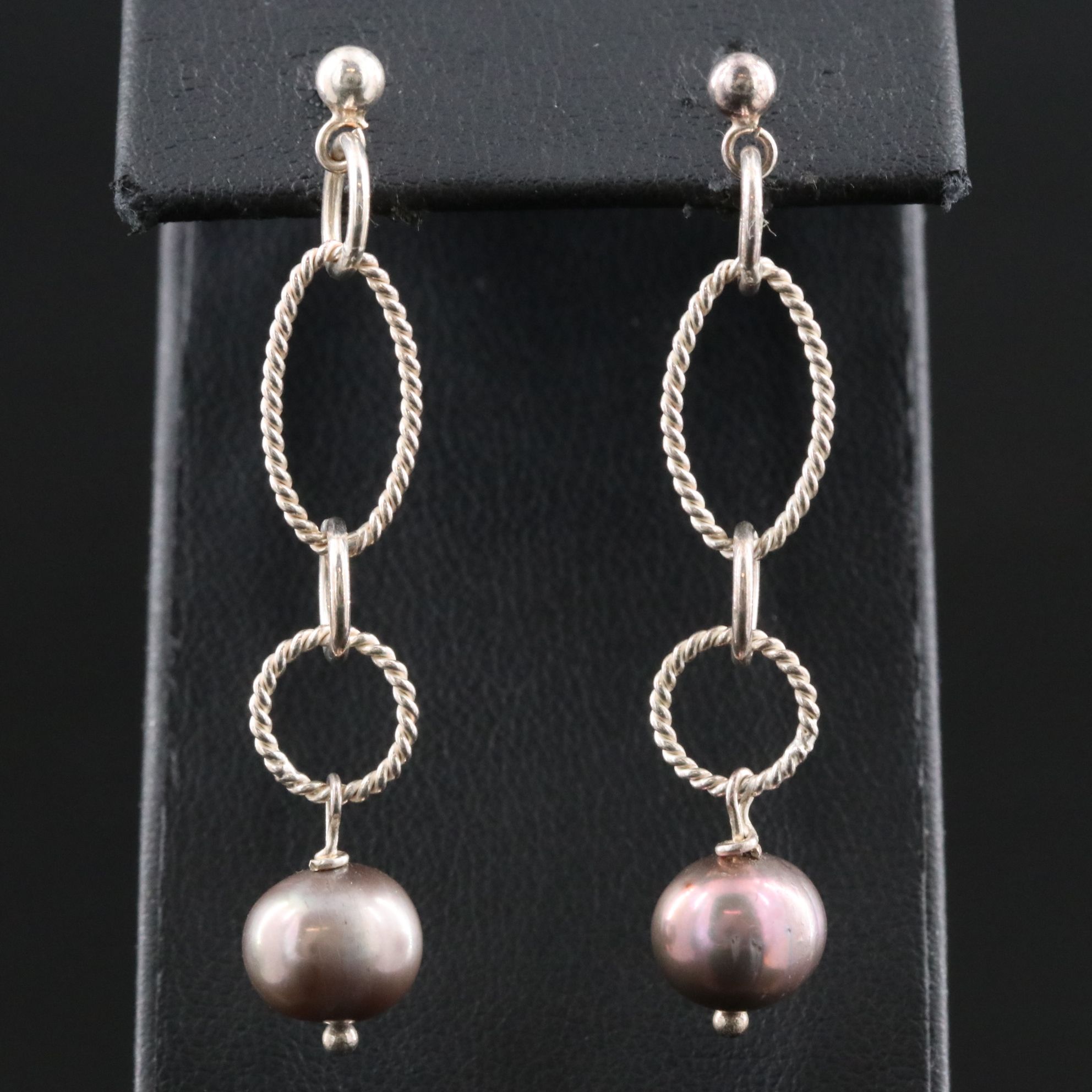 Sterling Pearl Dangle Earrings