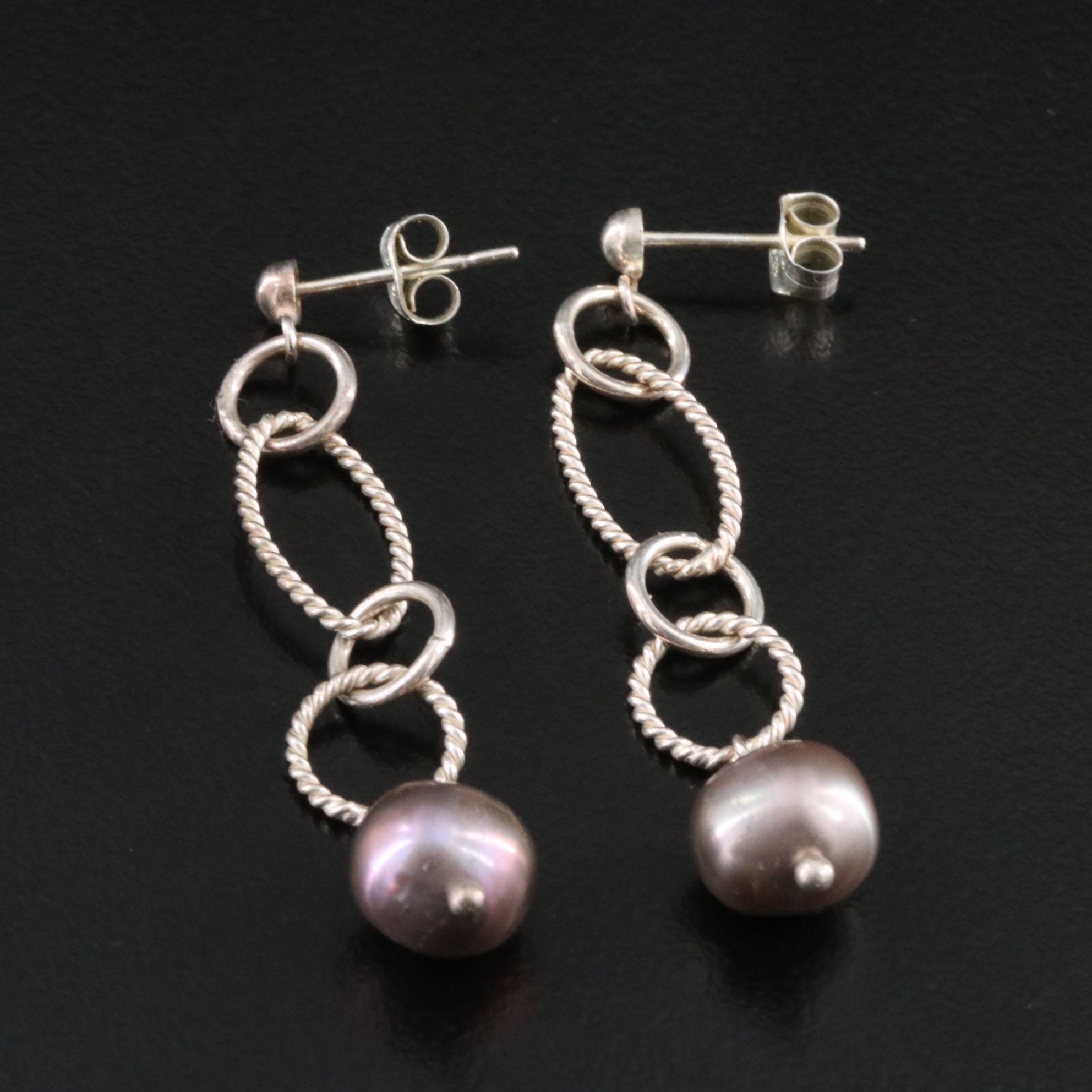 Sterling Pearl Dangle Earrings