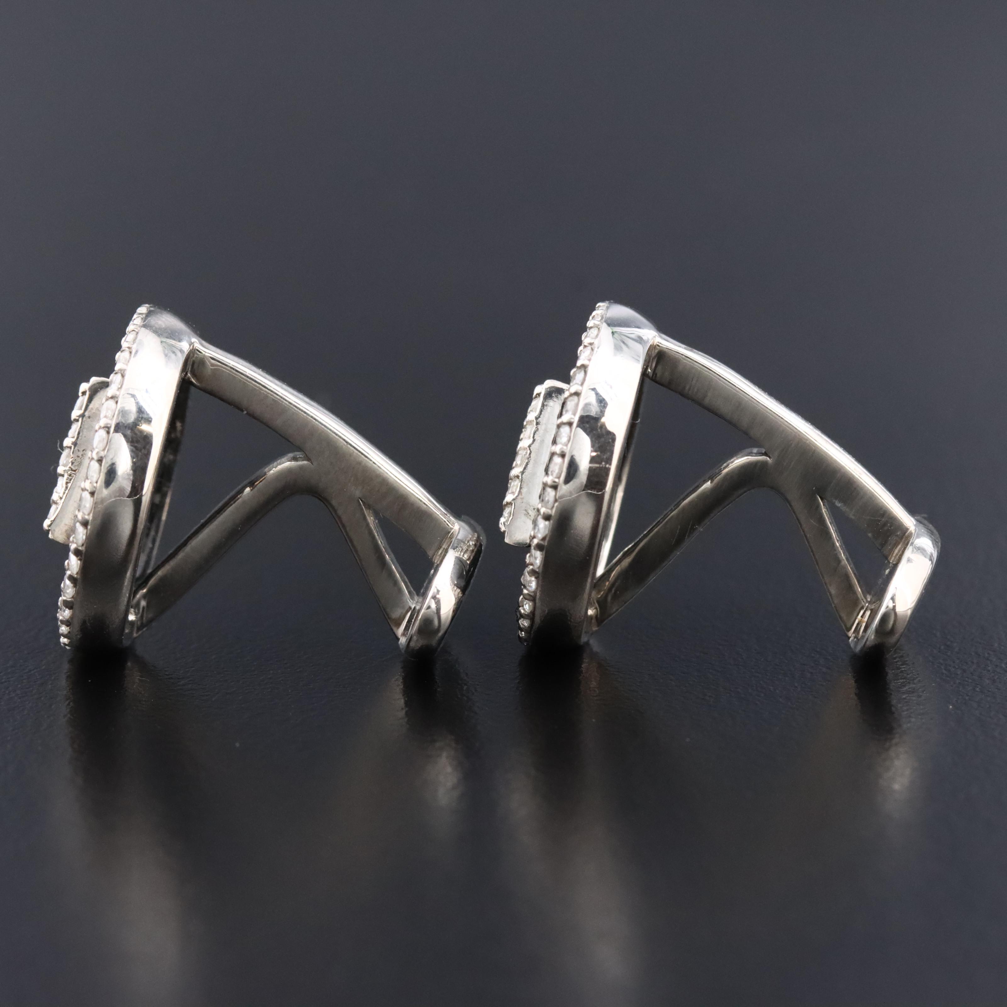 Sterling Black Onyx and Diamond Cufflinks Attributed to Sheryl Lowe