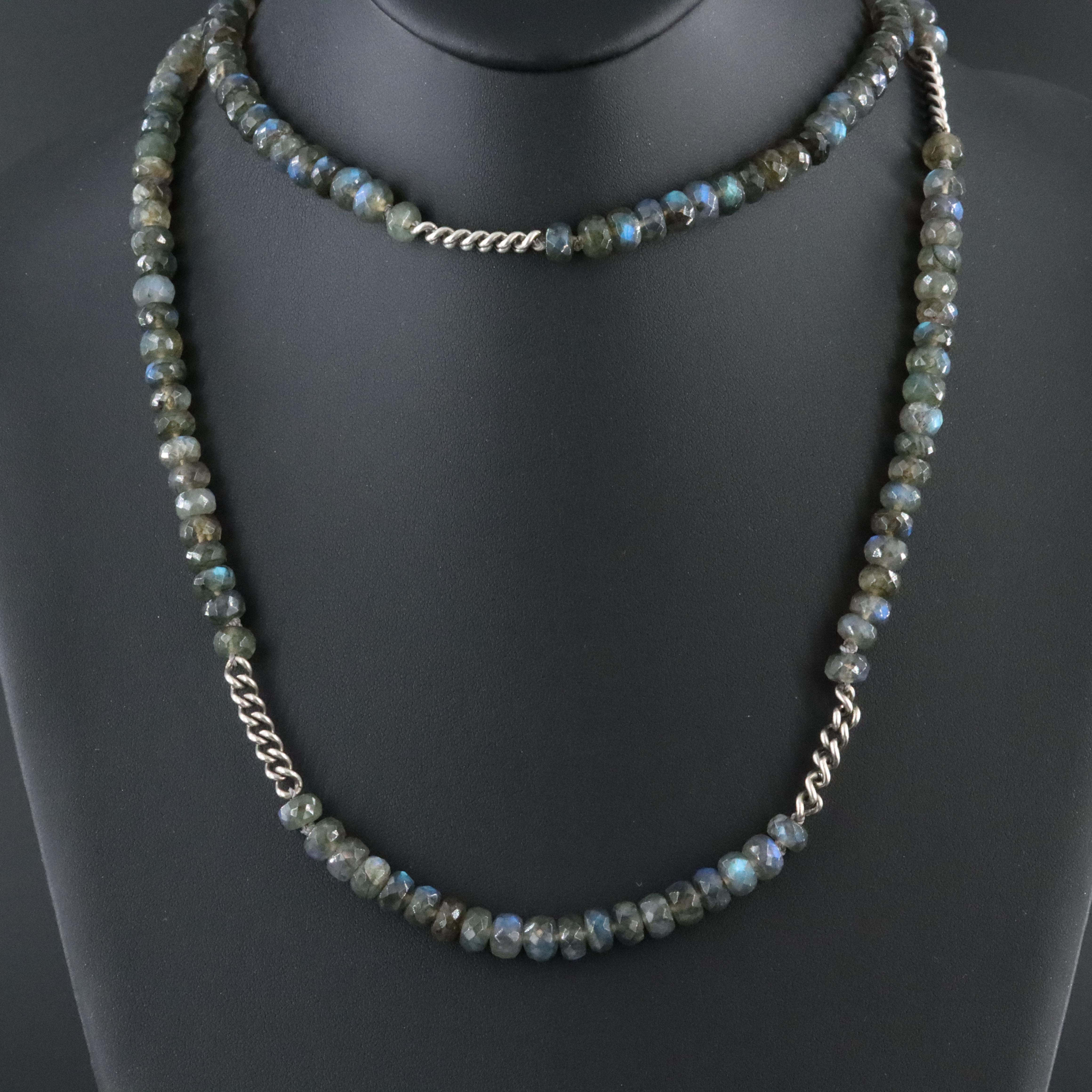 Sheryl Lowe Sterling Labradorite Beaded Necklace