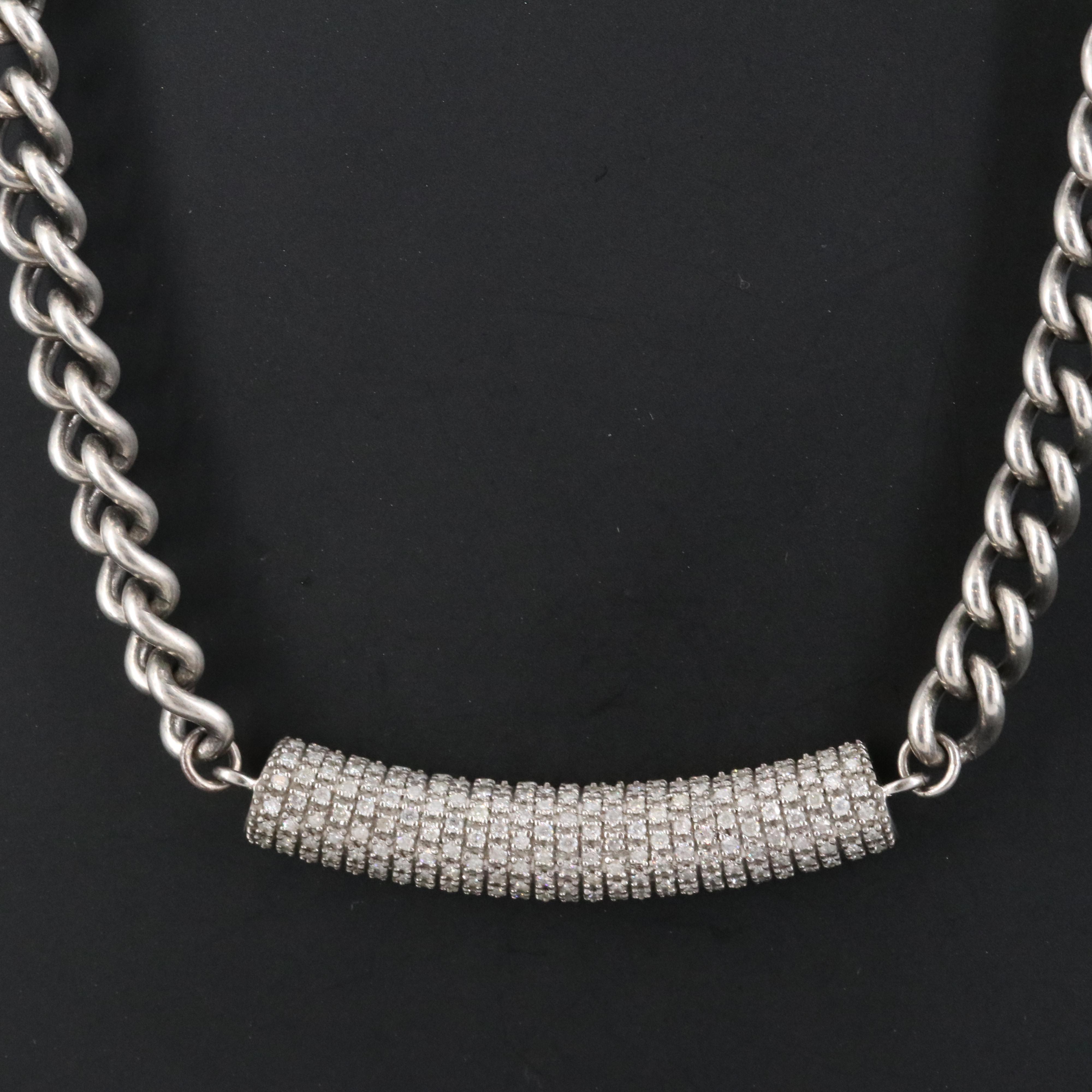 Sheryl Lowe Sterling Diamond Pave Station Necklace