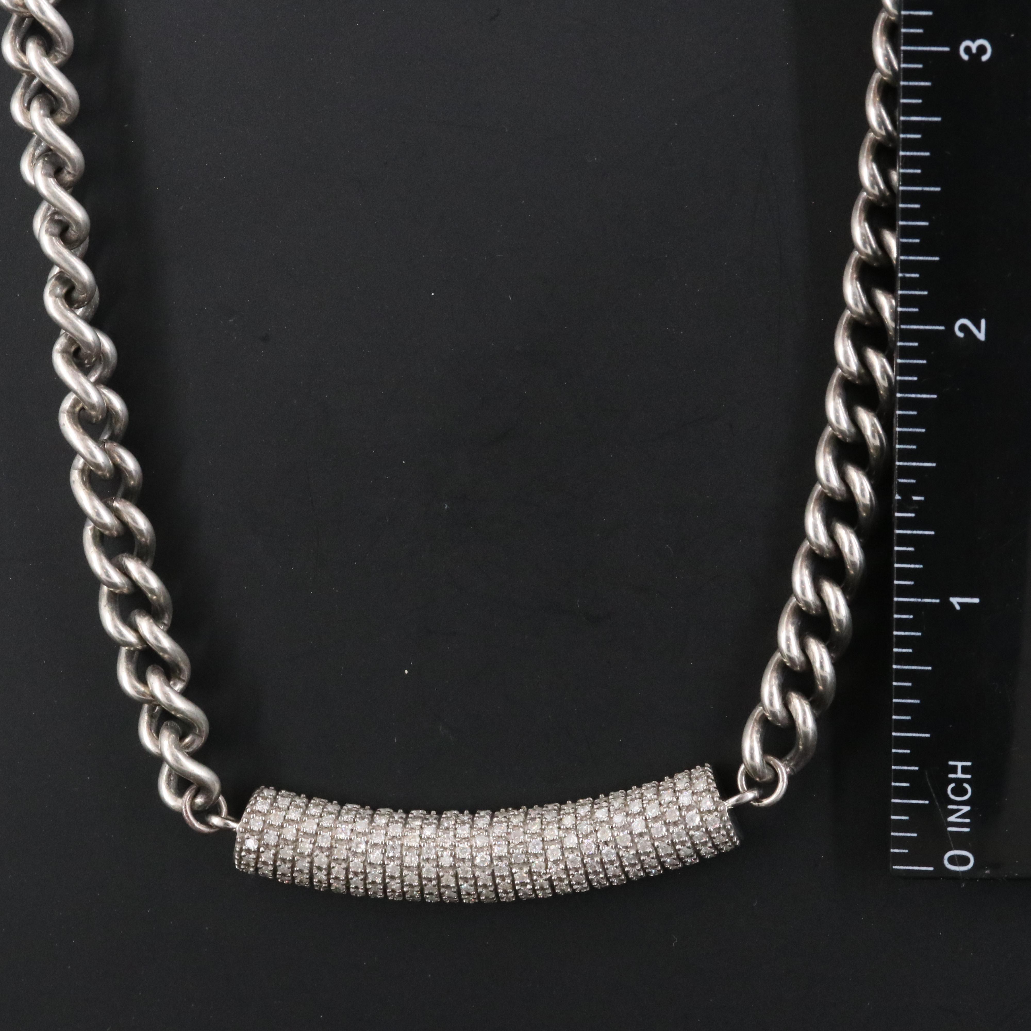 Sheryl Lowe Sterling Diamond Pave Station Necklace