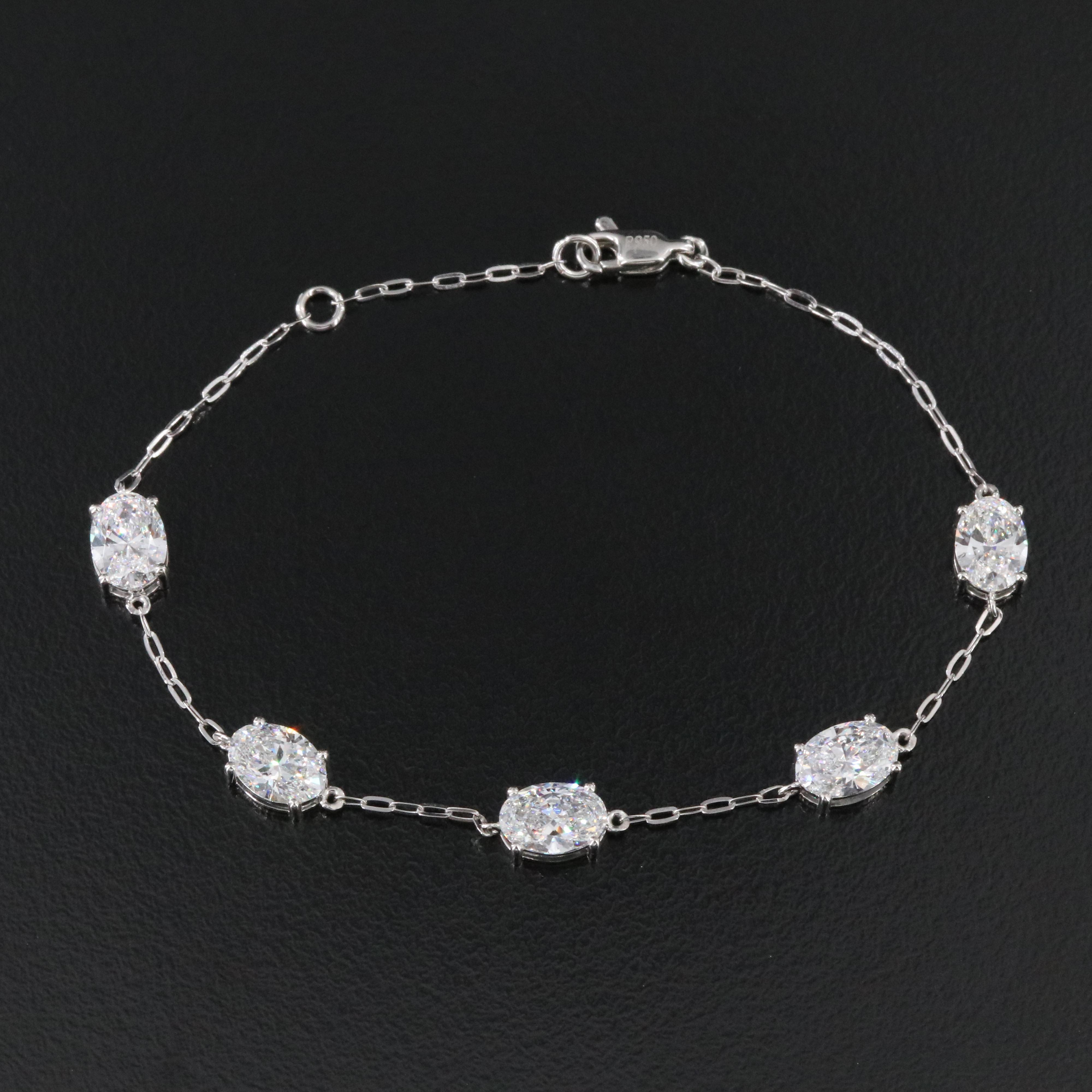 Platinum 4.86 CTW Lab Grown Diamond Station Bracelet