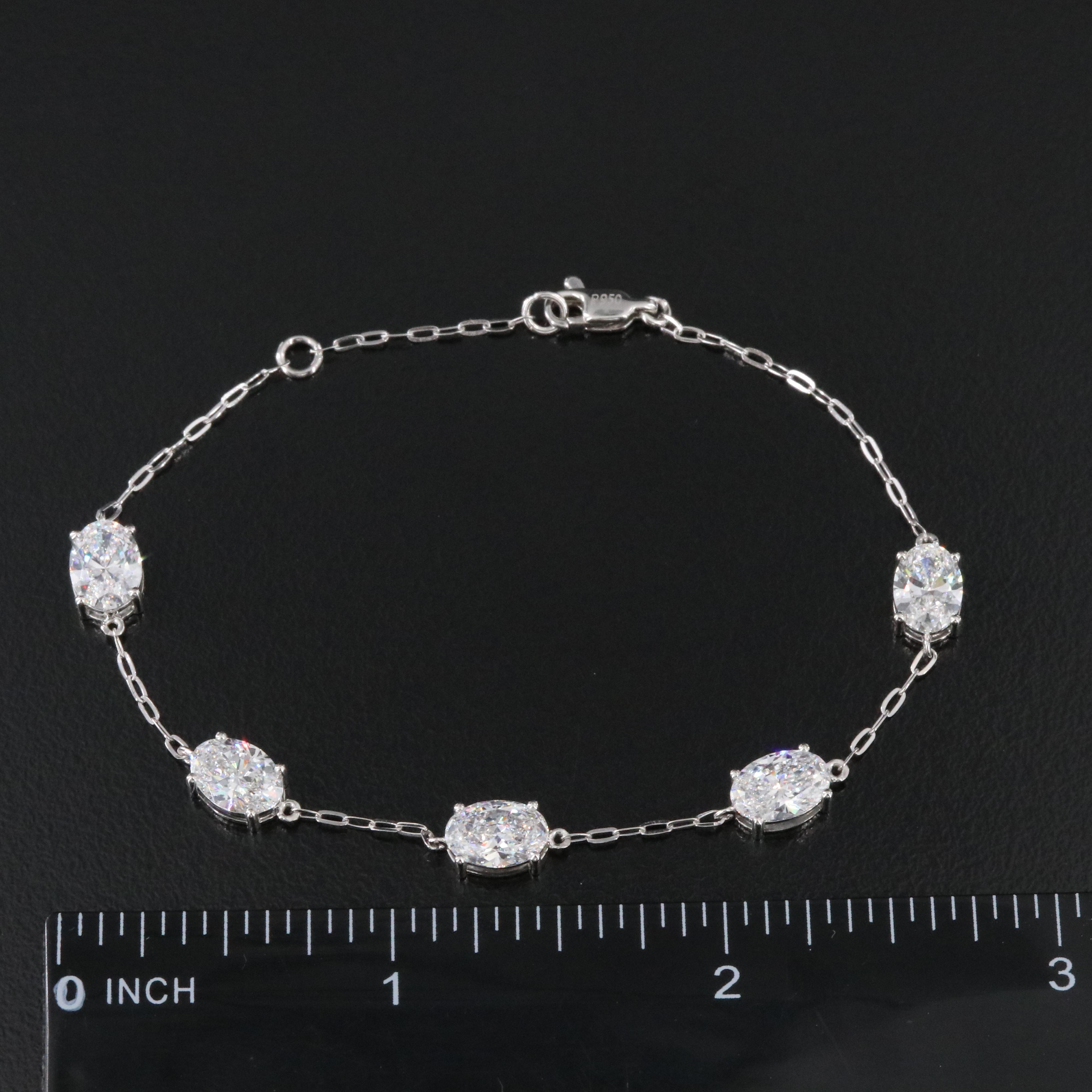 Platinum 4.86 CTW Lab Grown Diamond Station Bracelet
