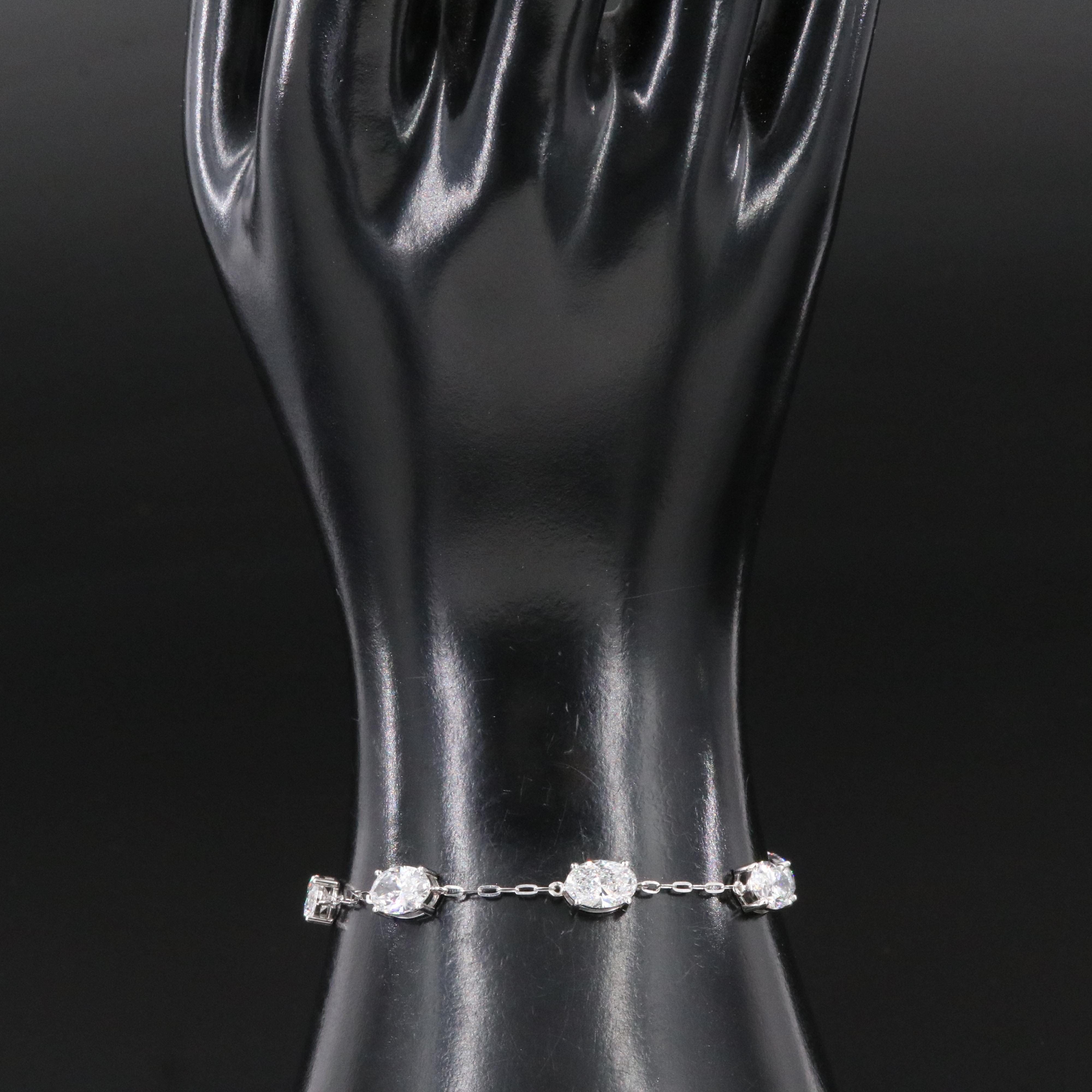 Platinum 4.86 CTW Lab Grown Diamond Station Bracelet