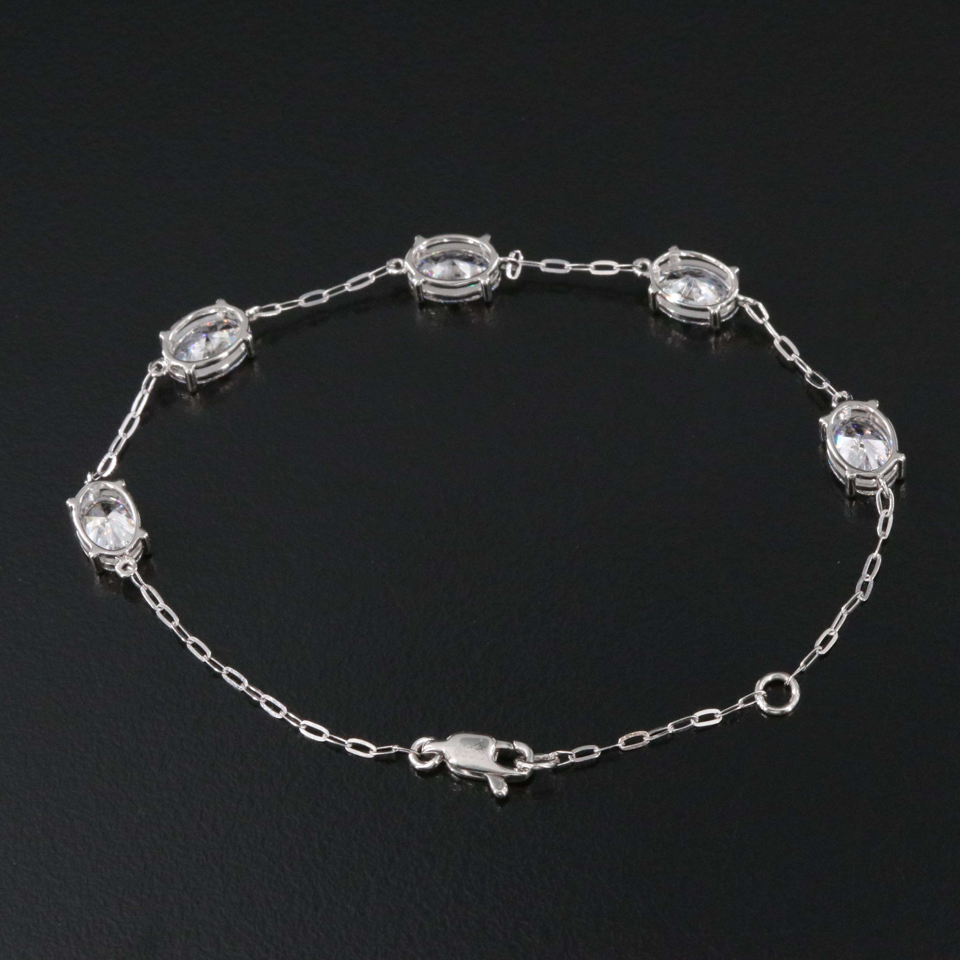 Platinum 4.86 CTW Lab Grown Diamond Station Bracelet