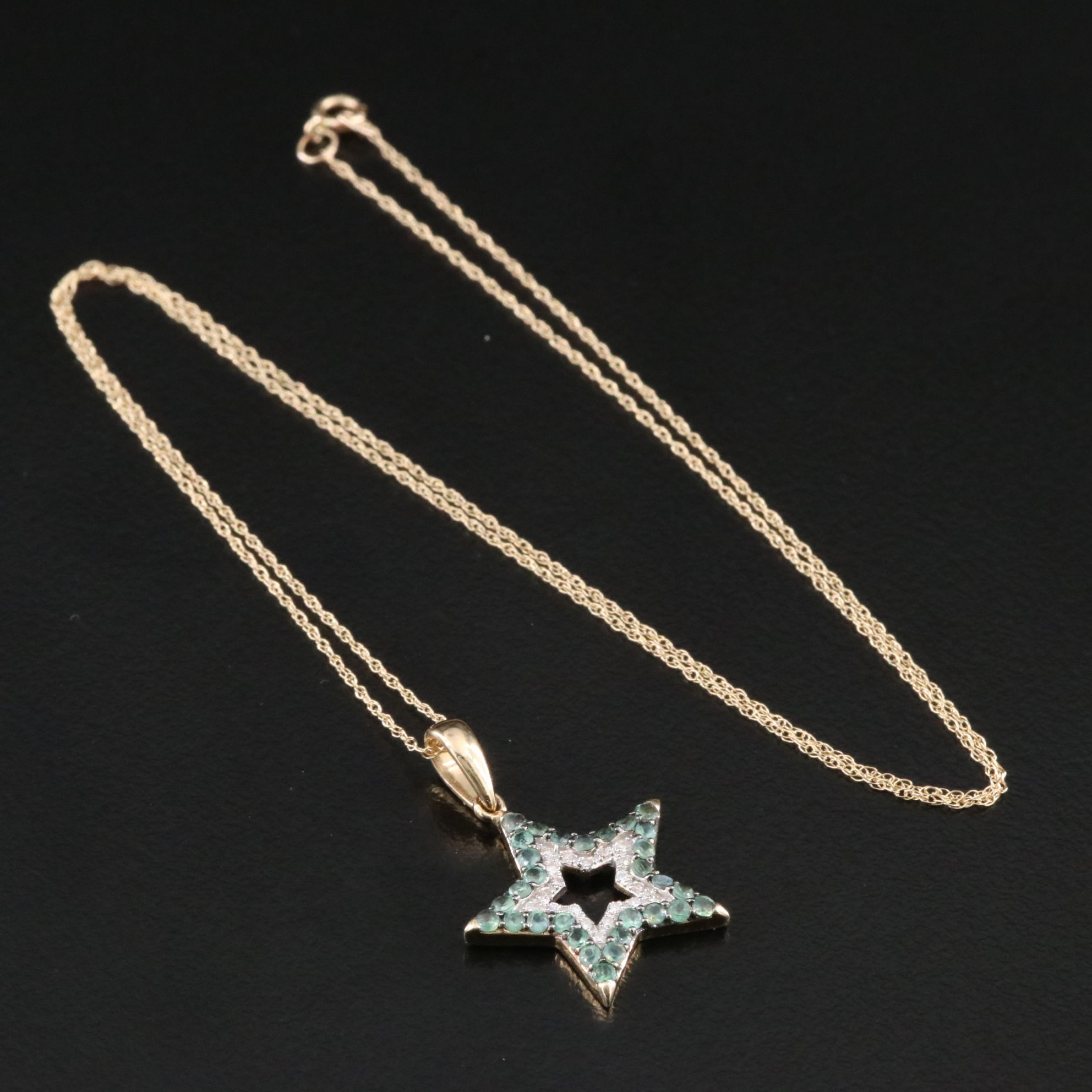 14K Alexandrite and Diamond Star Pendant Necklace