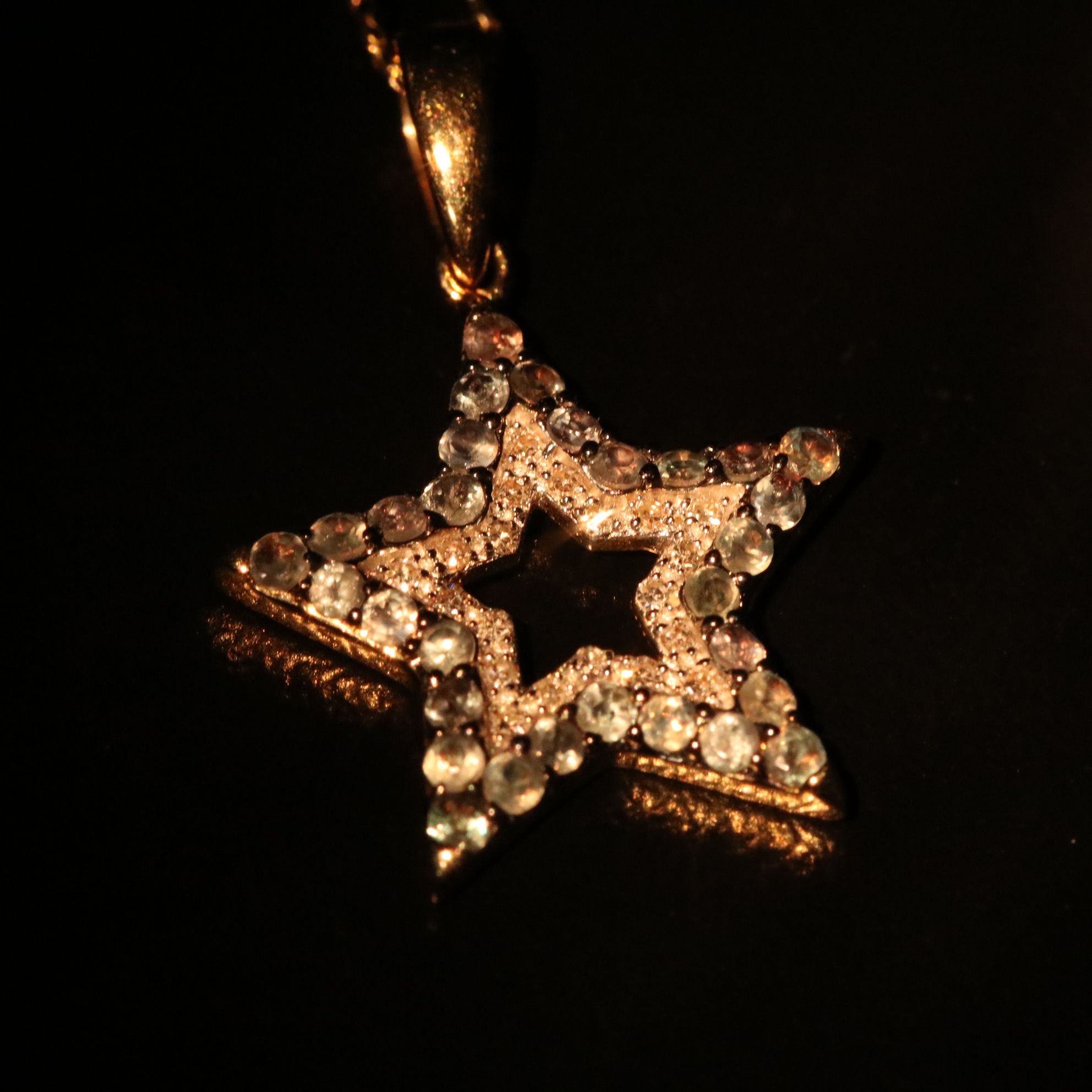 14K Alexandrite and Diamond Star Pendant Necklace