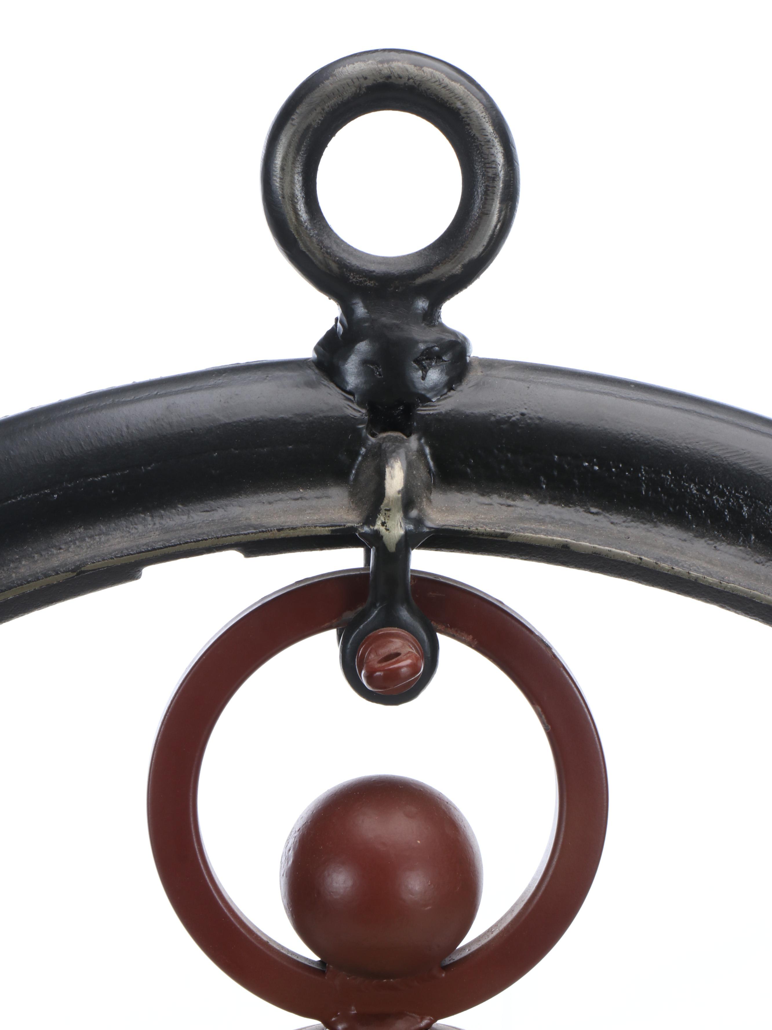 Asian Cast Iron Meditation Gong Bell on Wrought Iron Stand