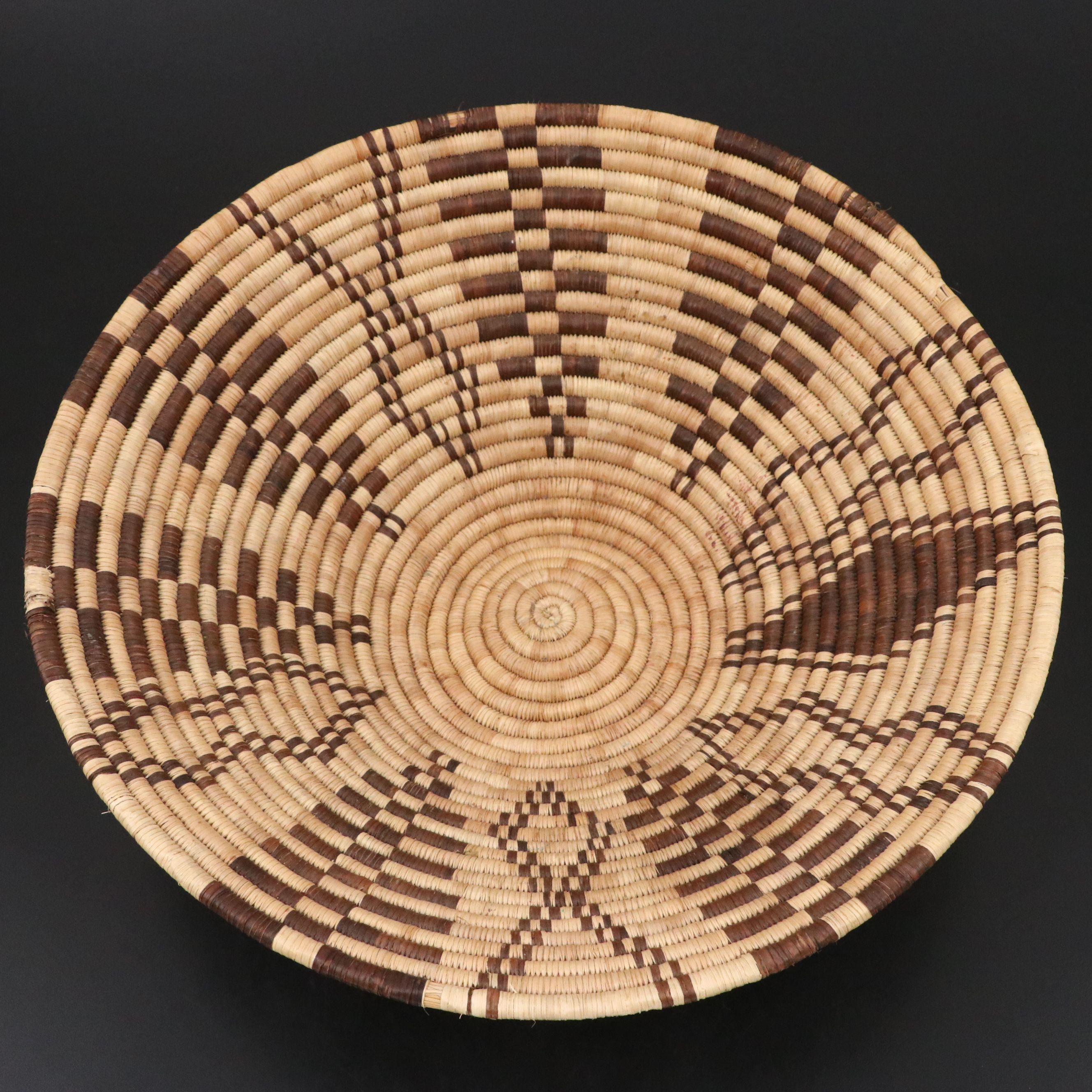 African Coiled Basketry Bowl with Ostrich Eggs