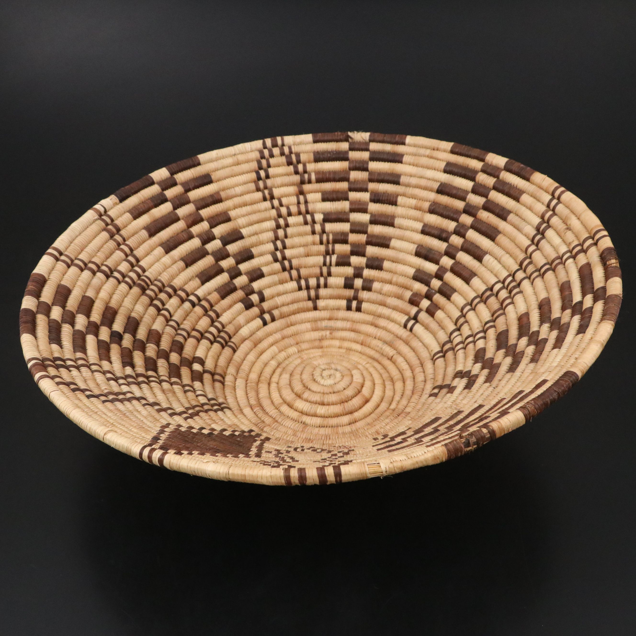 African Coiled Basketry Bowl with Ostrich Eggs