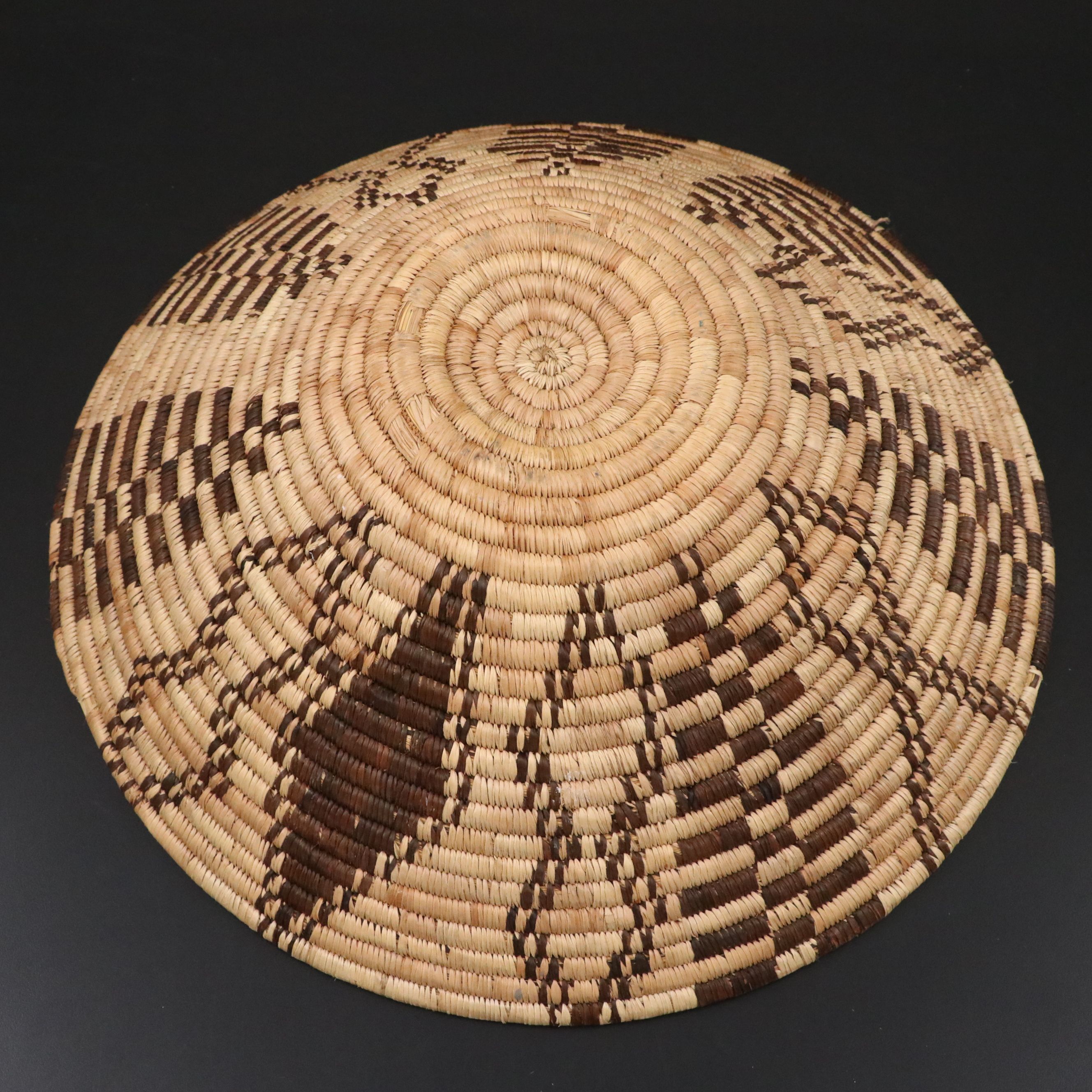 African Coiled Basketry Bowl with Ostrich Eggs