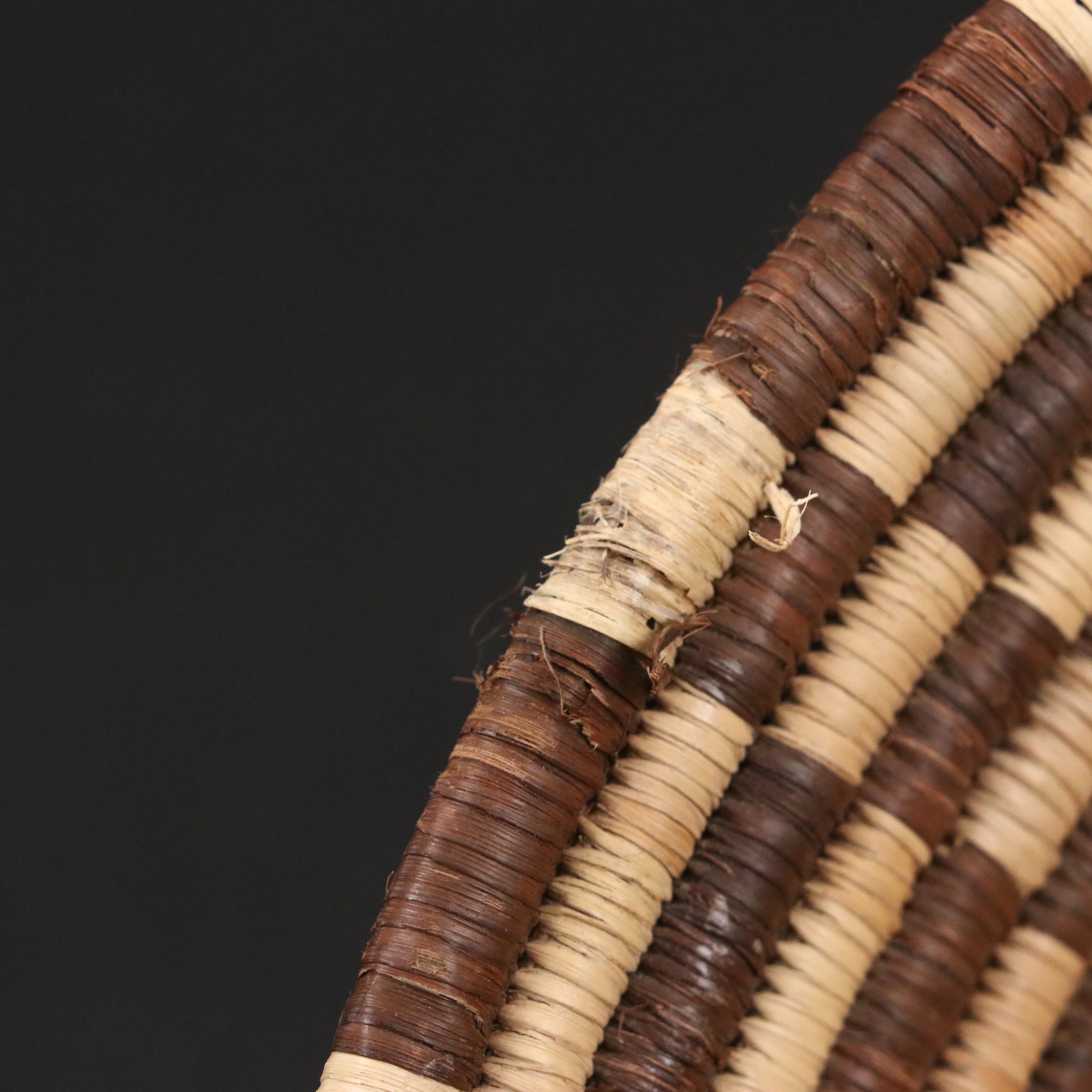 African Coiled Basketry Bowl with Ostrich Eggs