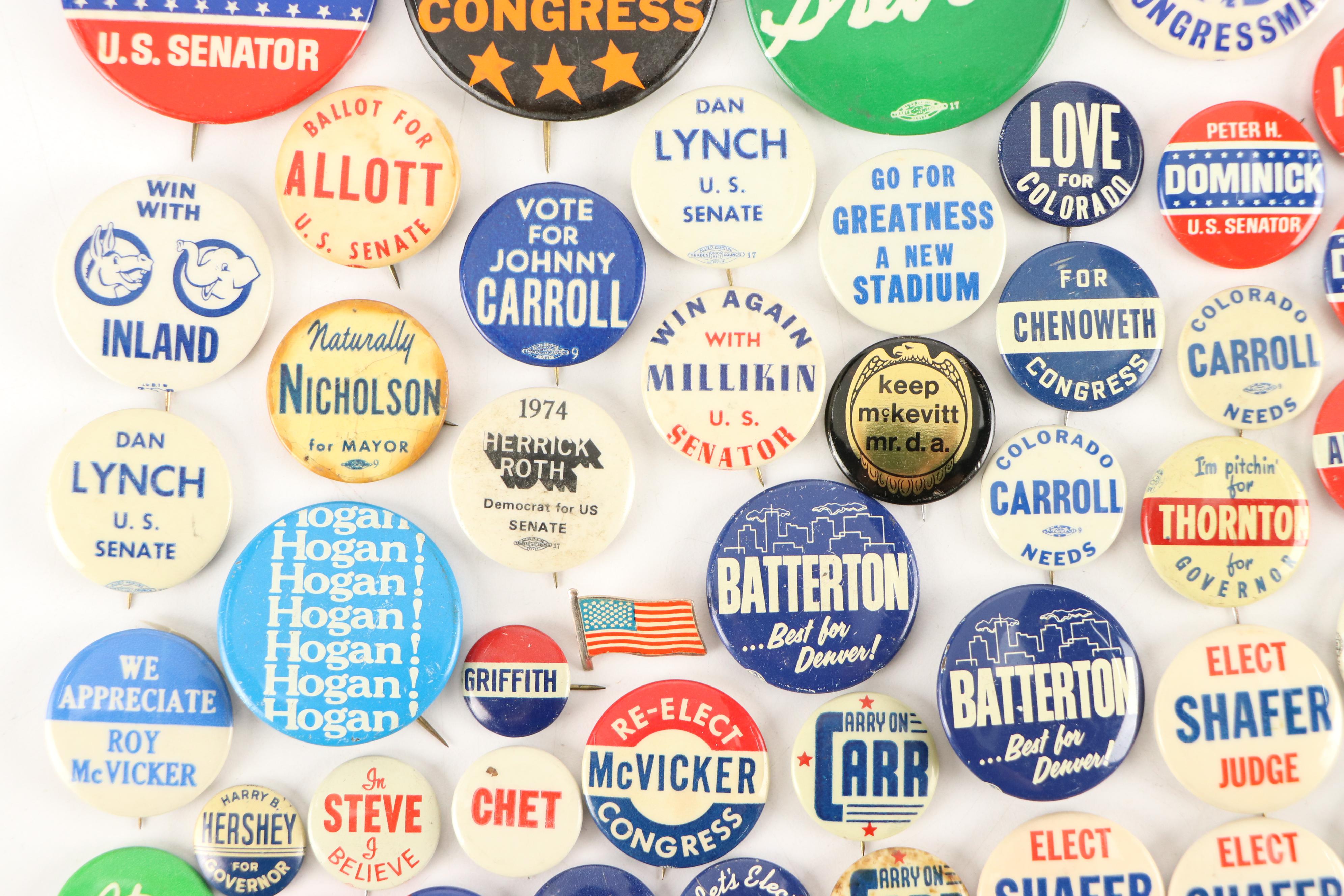 Colorado Political Pinbacks, Mid to Late 20th Century