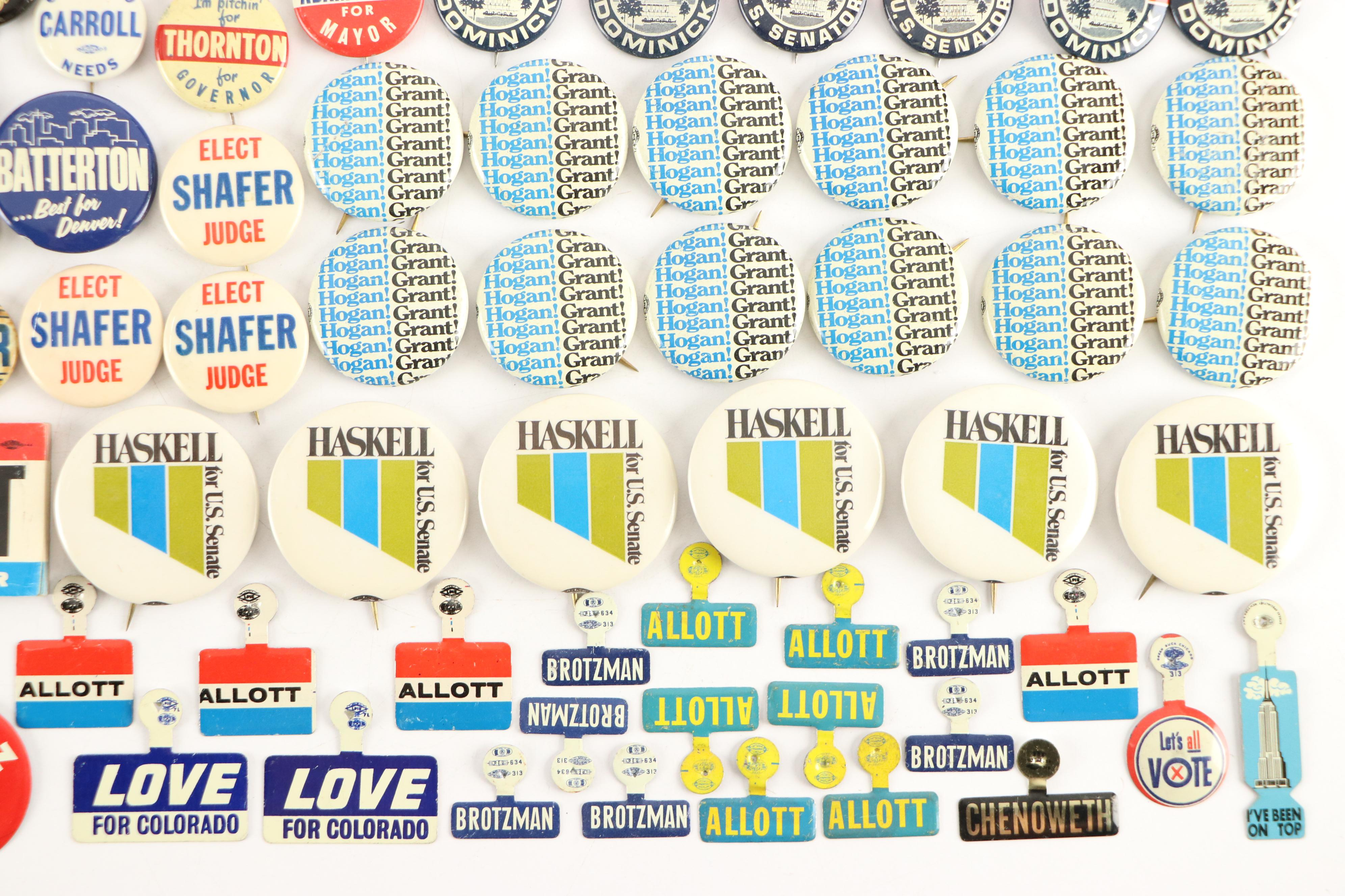 Colorado Political Pinbacks, Mid to Late 20th Century