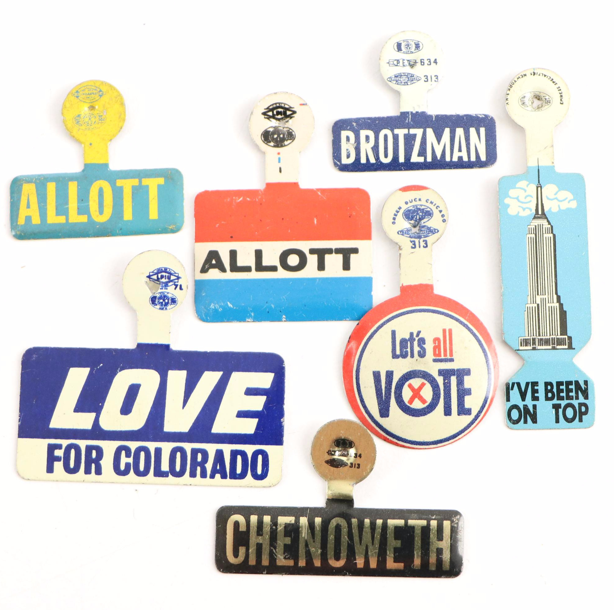 Colorado Political Pinbacks, Mid to Late 20th Century