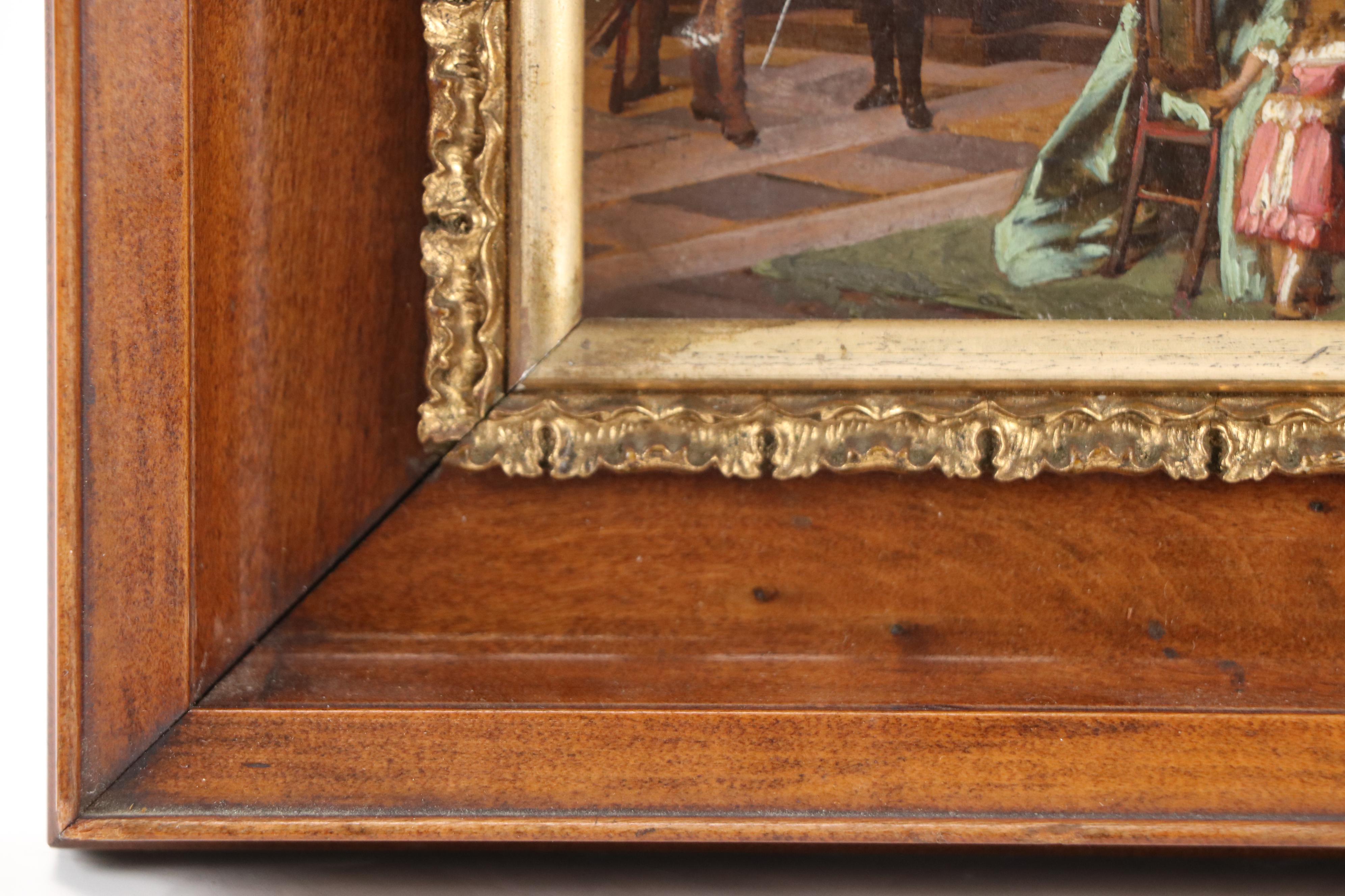 Miniature Oil Painting of Aristocratic Scene After Otto Erdmann