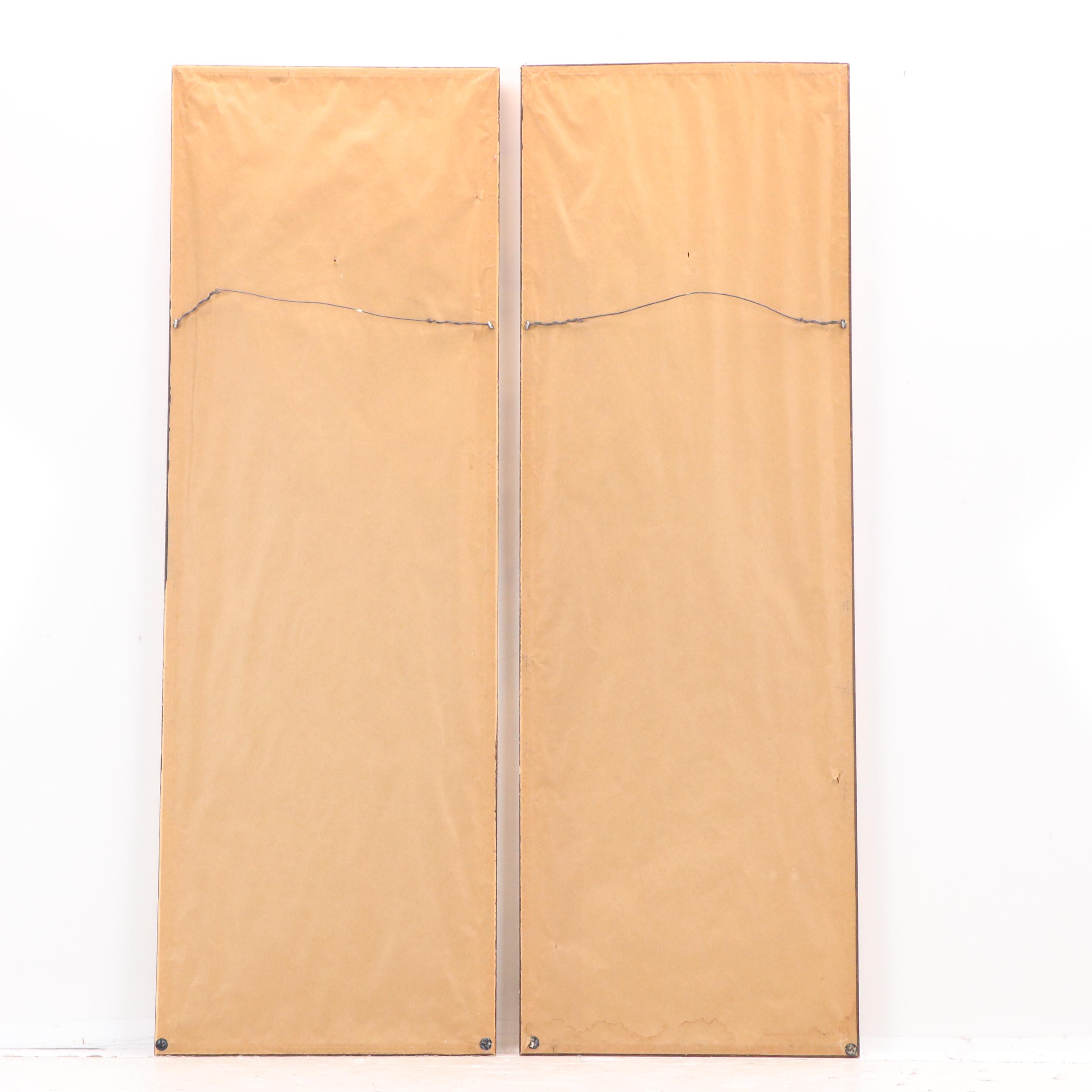 Chinese School Textile Embroidery Panels with Floral Motifs