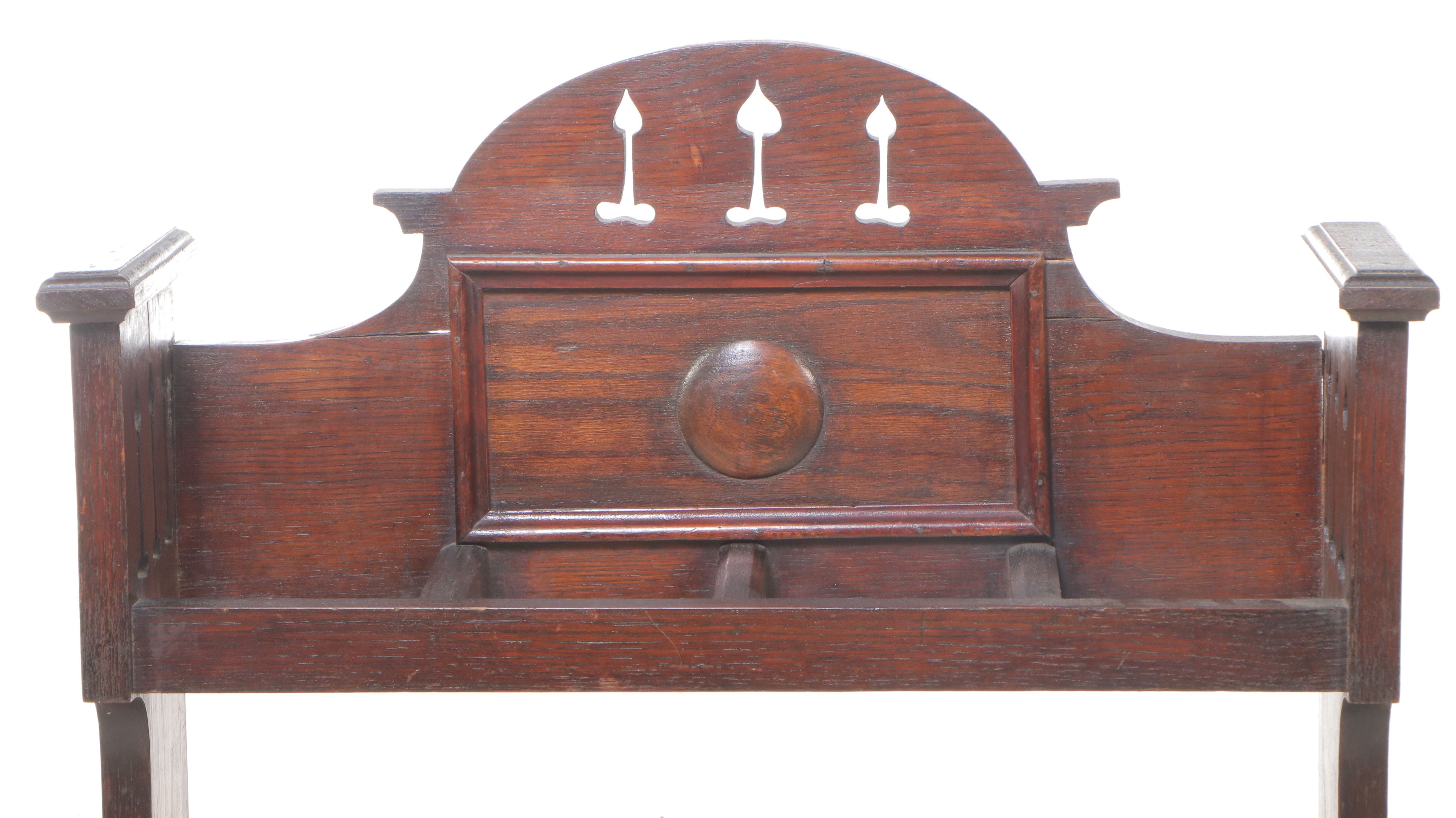 Spanish Revival Style Dark Wood and Metal Umbrella Stand