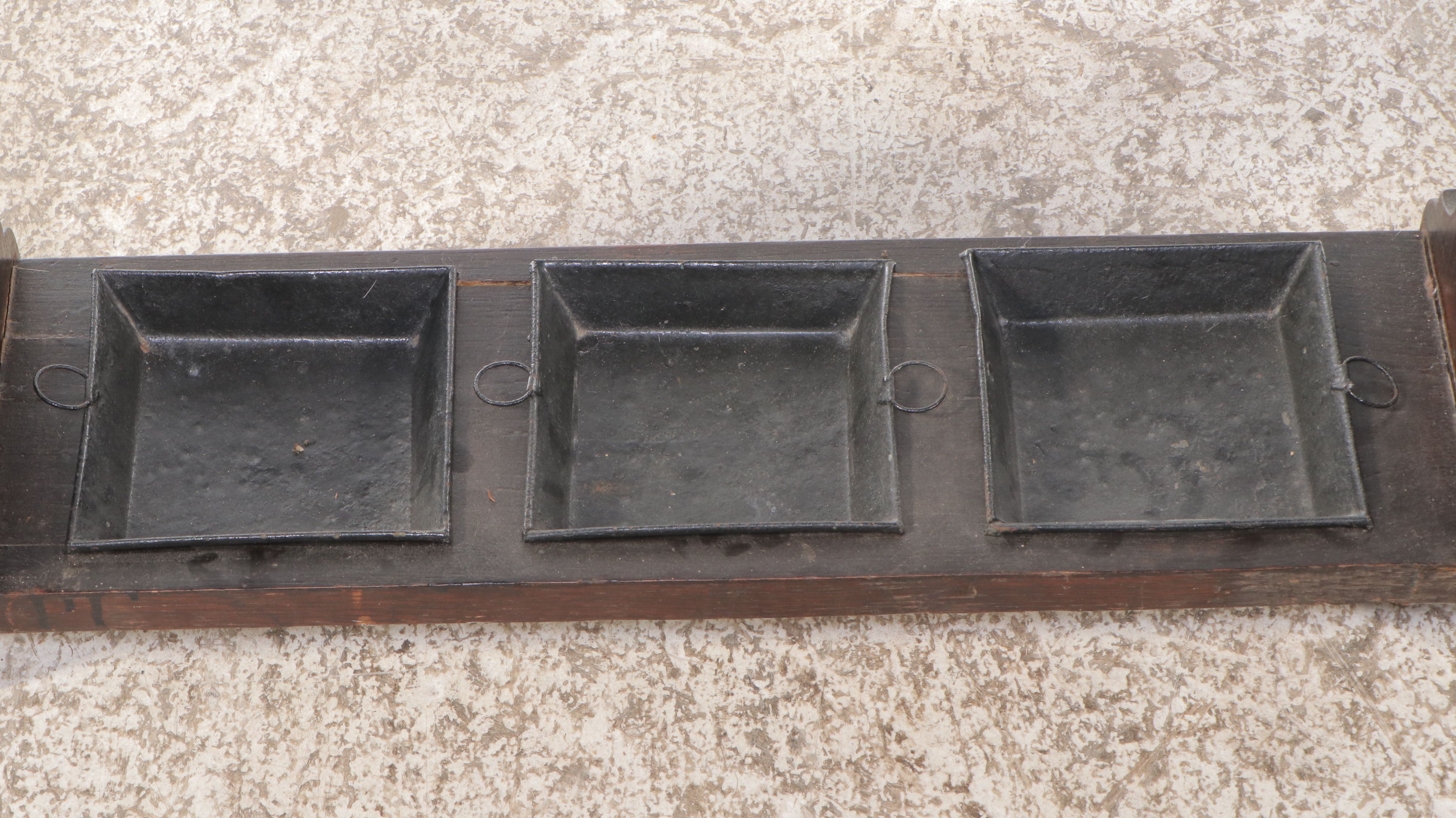 Spanish Revival Style Dark Wood and Metal Umbrella Stand