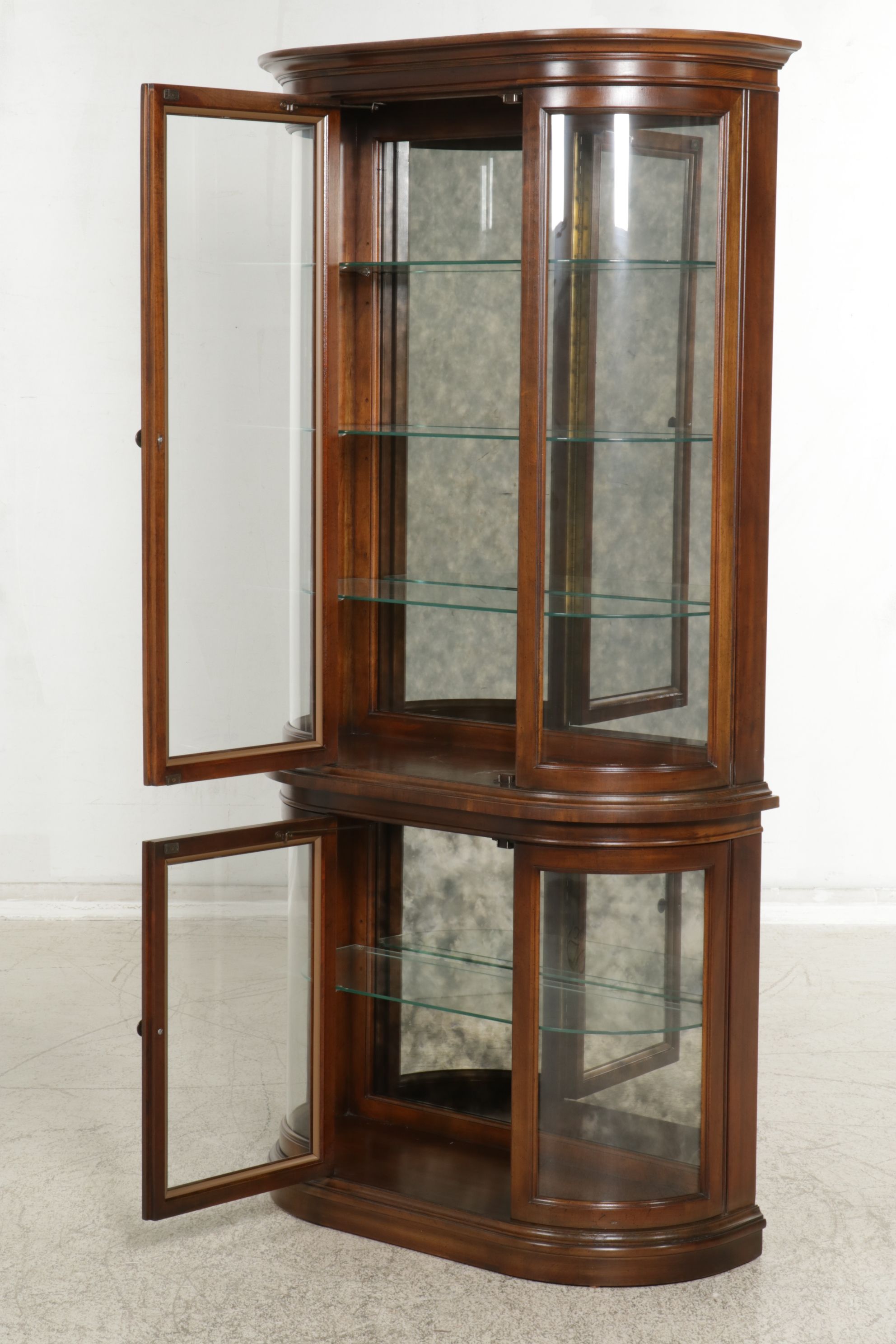 Walnut Illuminated Curio Cabinet