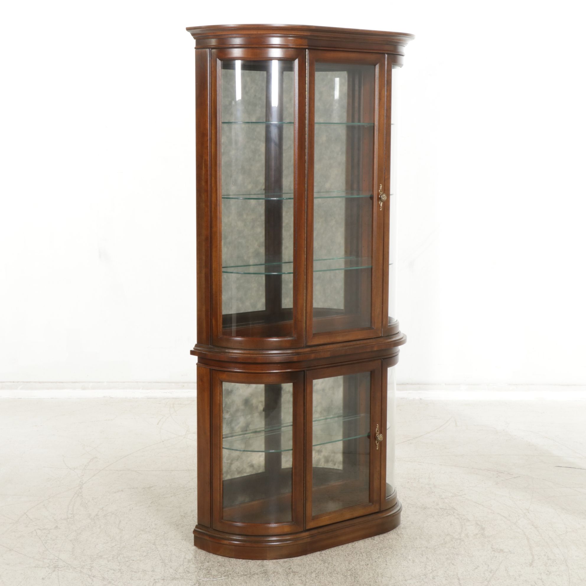 Walnut Illuminated Curio Cabinet