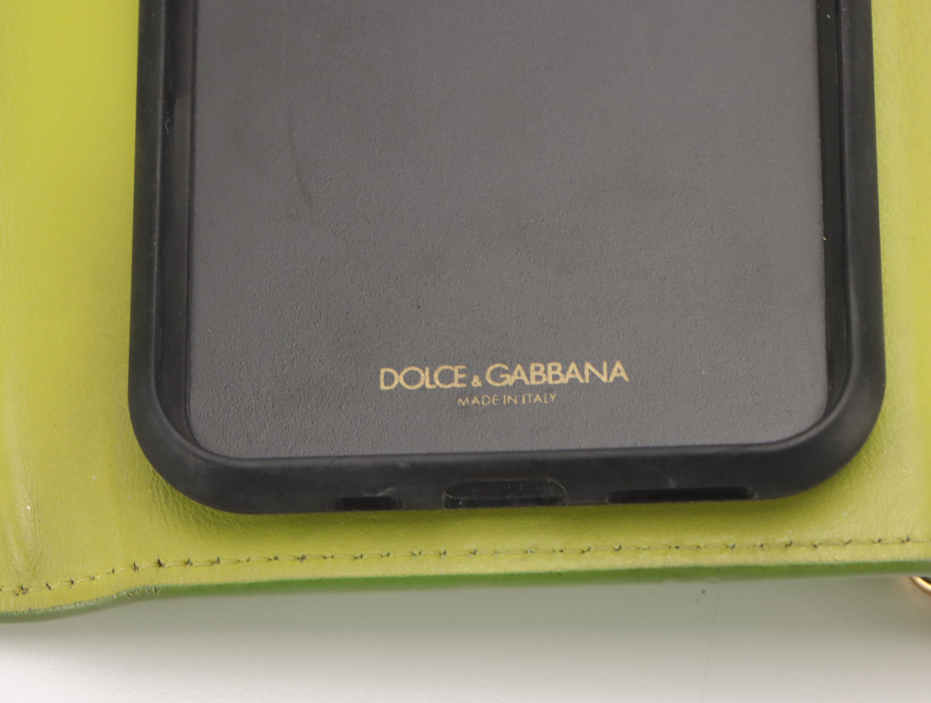 Dolce & Gabbana Lizard Embossed Leather Phone Case/Wallet-on-Chain