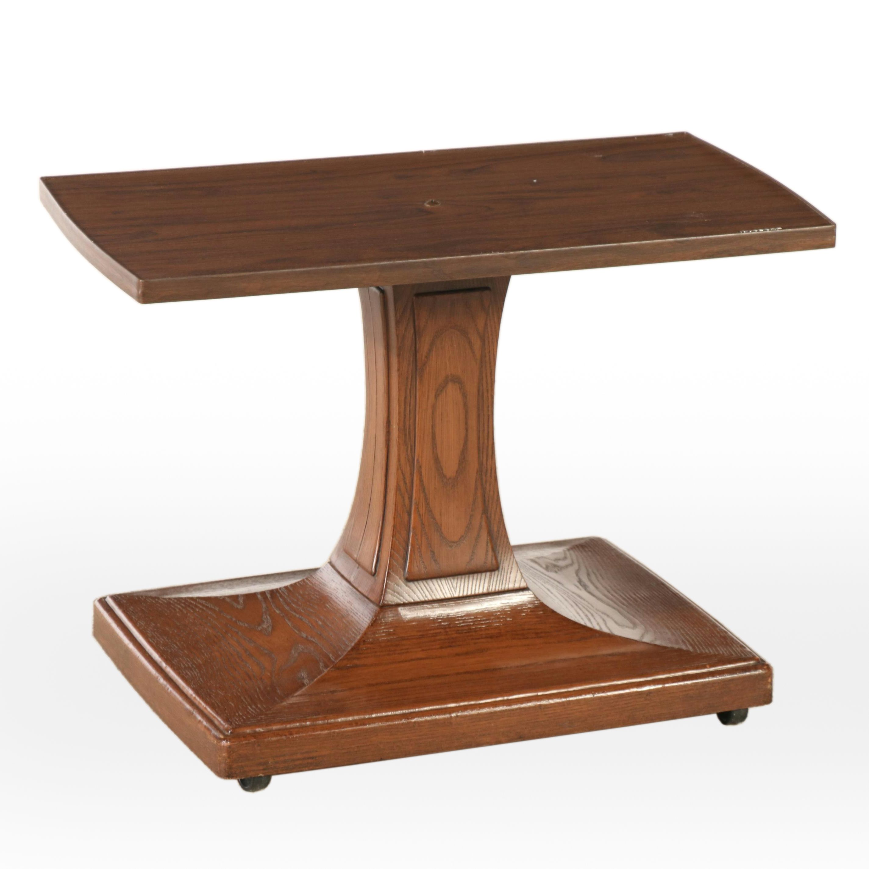 Gusdorf Oak and Faux Bois Rolling TV Stand, 1970s