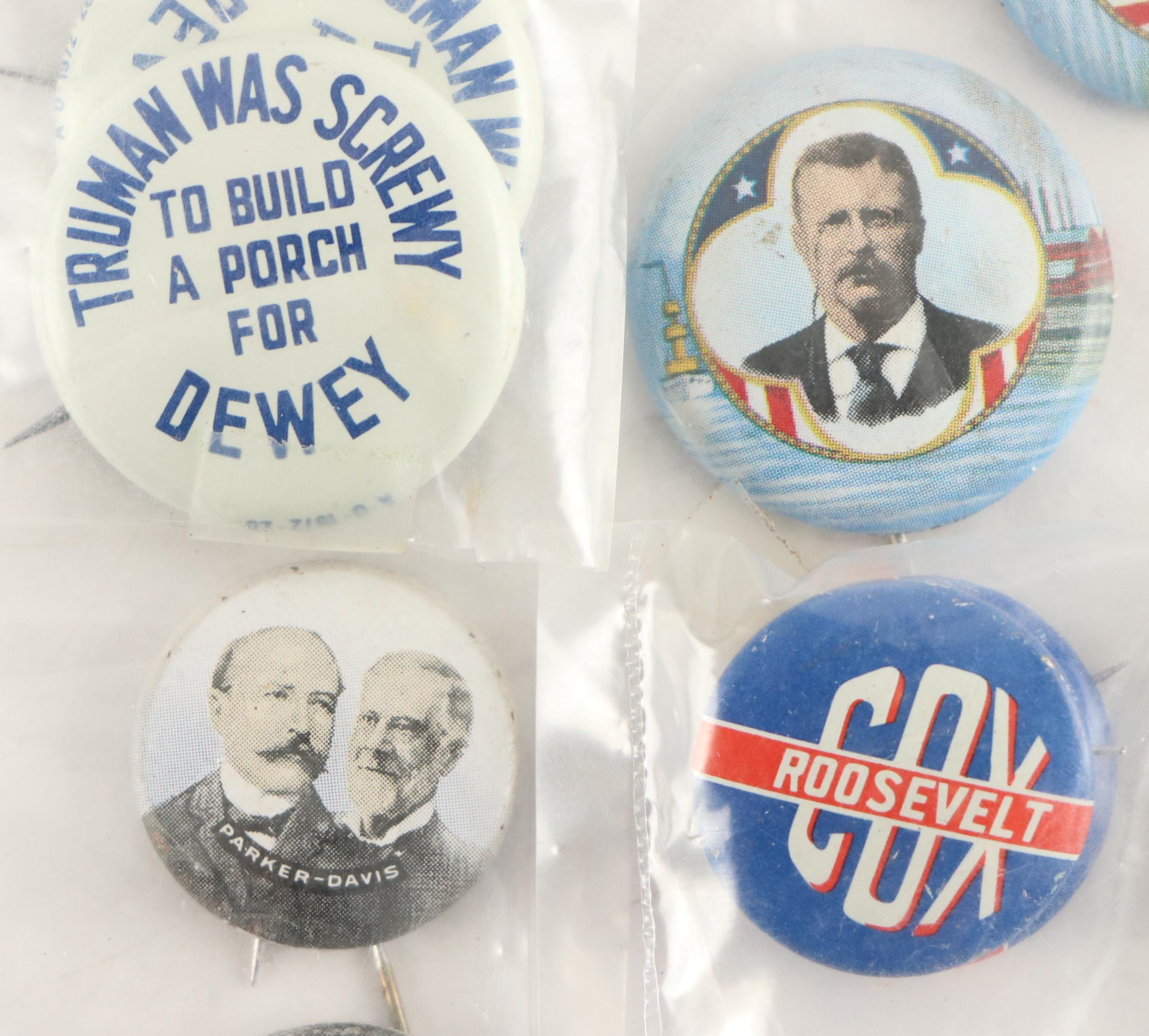 Taft, Roosevelt, Dewey, Willkie, and More Reproduction Political Pinbacks