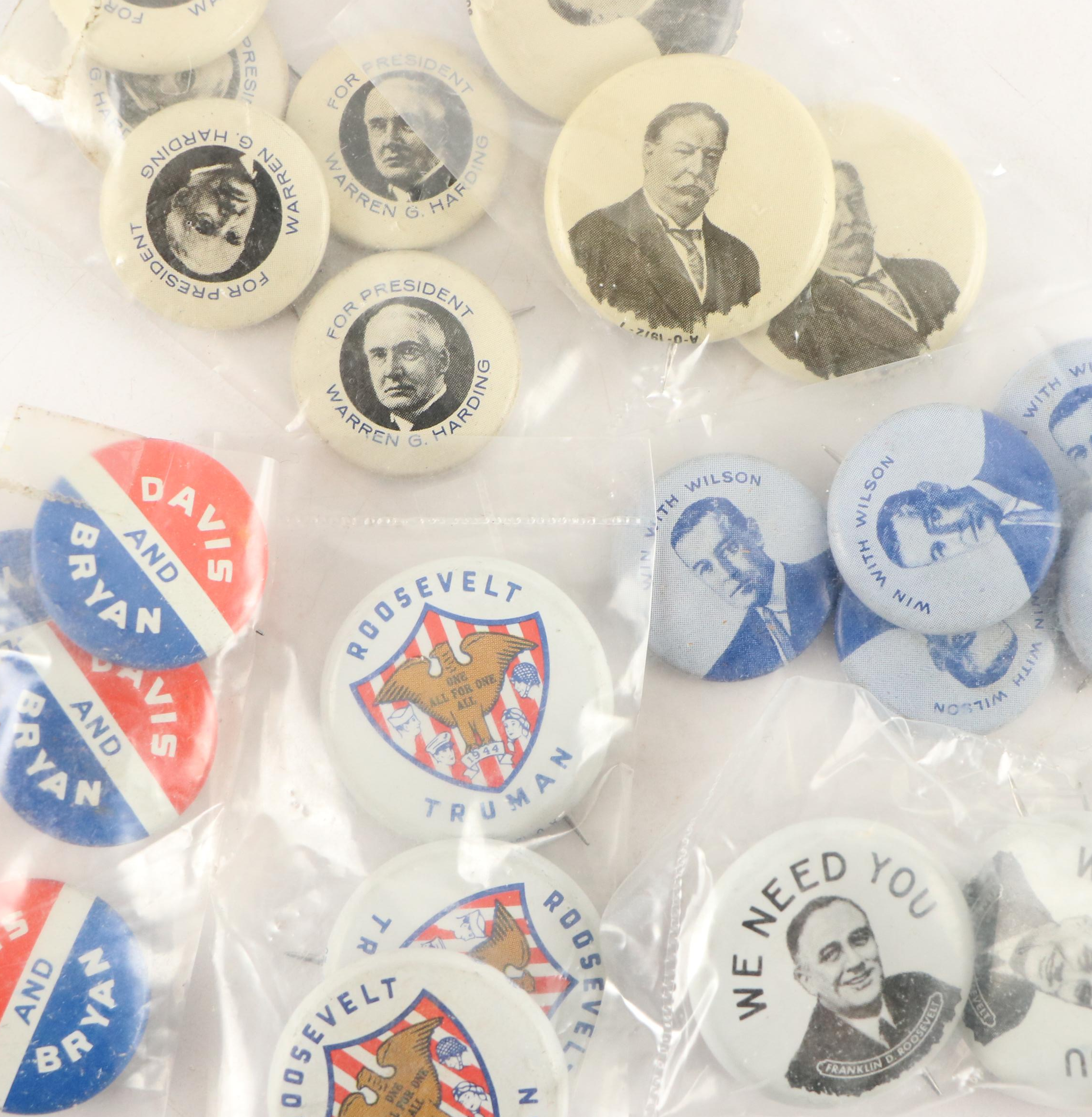 Taft, Roosevelt, Dewey, Willkie, and More Reproduction Political Pinbacks