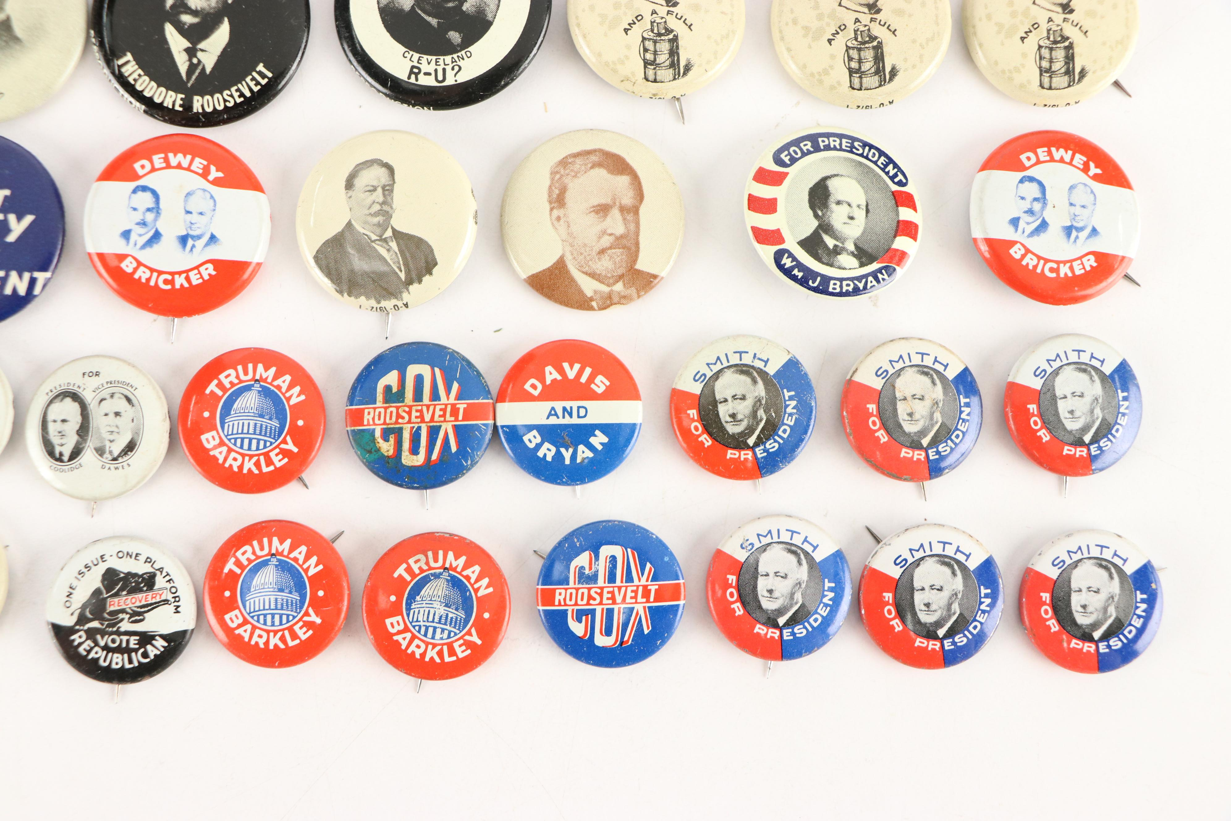 Taft, Roosevelt, Dewey, Willkie, and More Reproduction Political Pinbacks