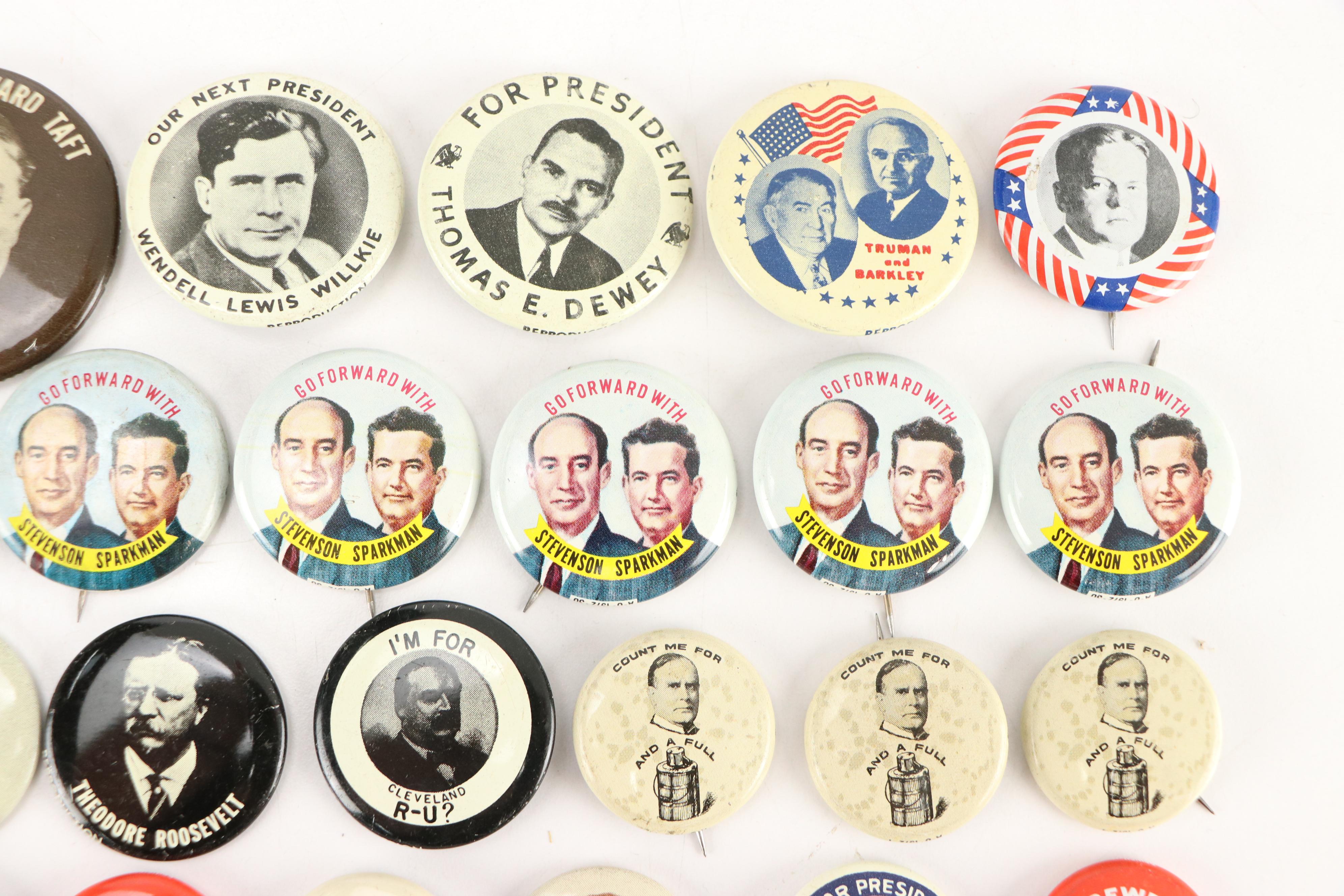 Taft, Roosevelt, Dewey, Willkie, and More Reproduction Political Pinbacks