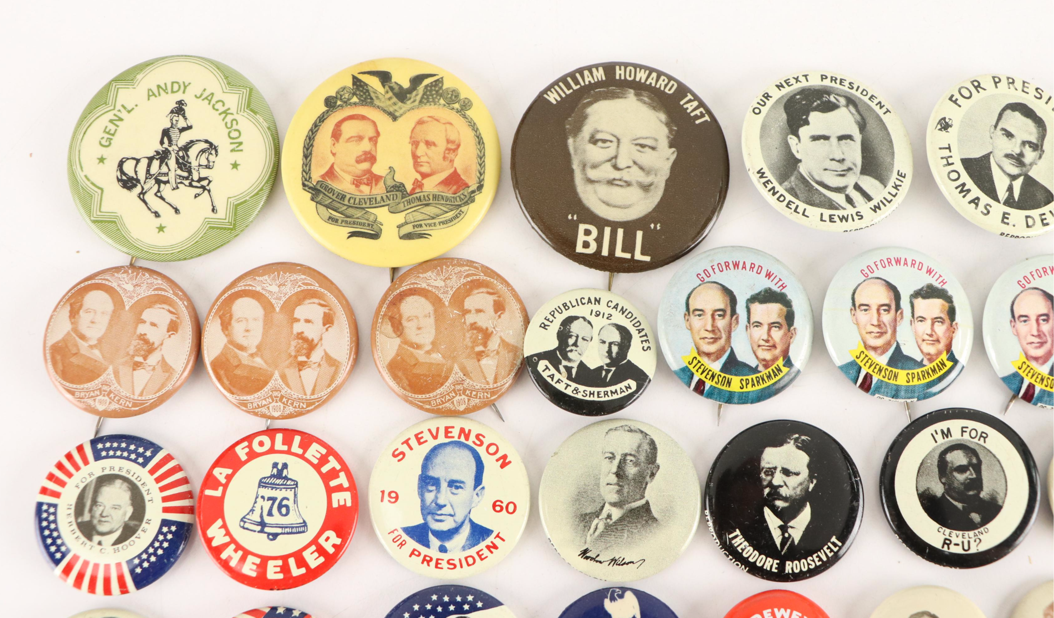 Taft, Roosevelt, Dewey, Willkie, and More Reproduction Political Pinbacks