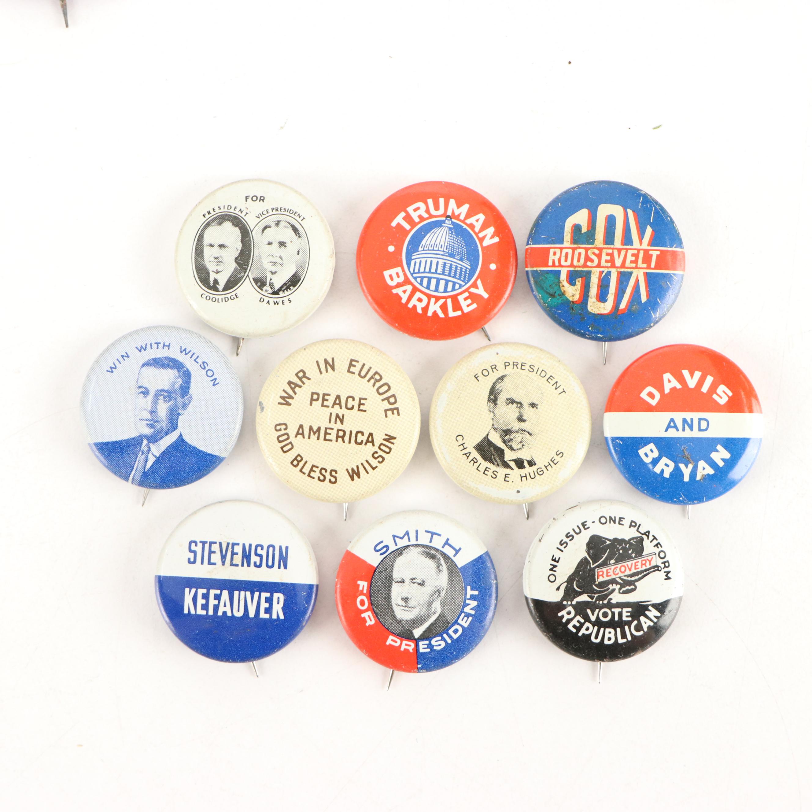 Taft, Roosevelt, Dewey, Willkie, and More Reproduction Political Pinbacks