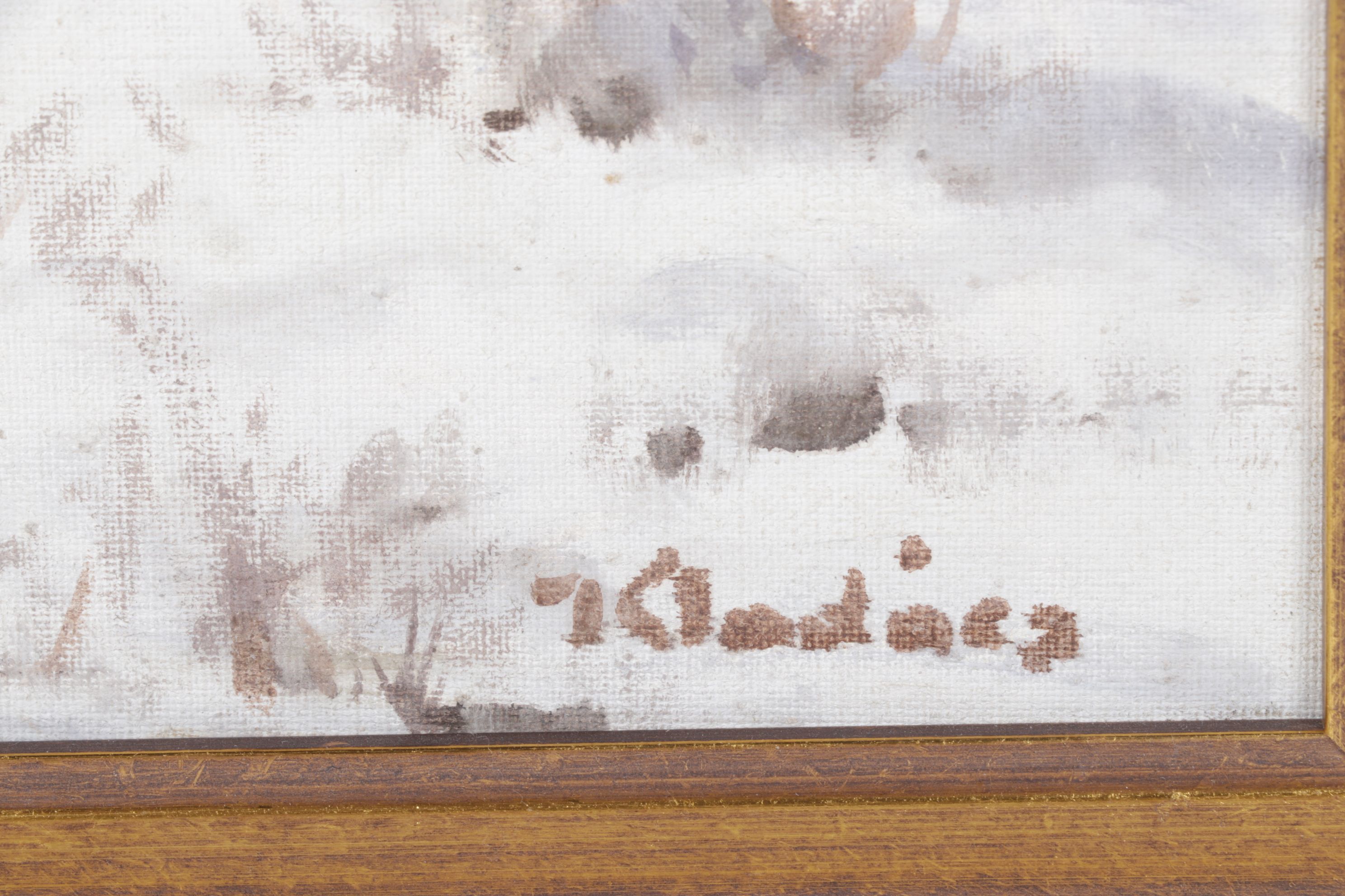 Impressionist Oil Painting of Barren Forest After Snowfall, Late 20th Century