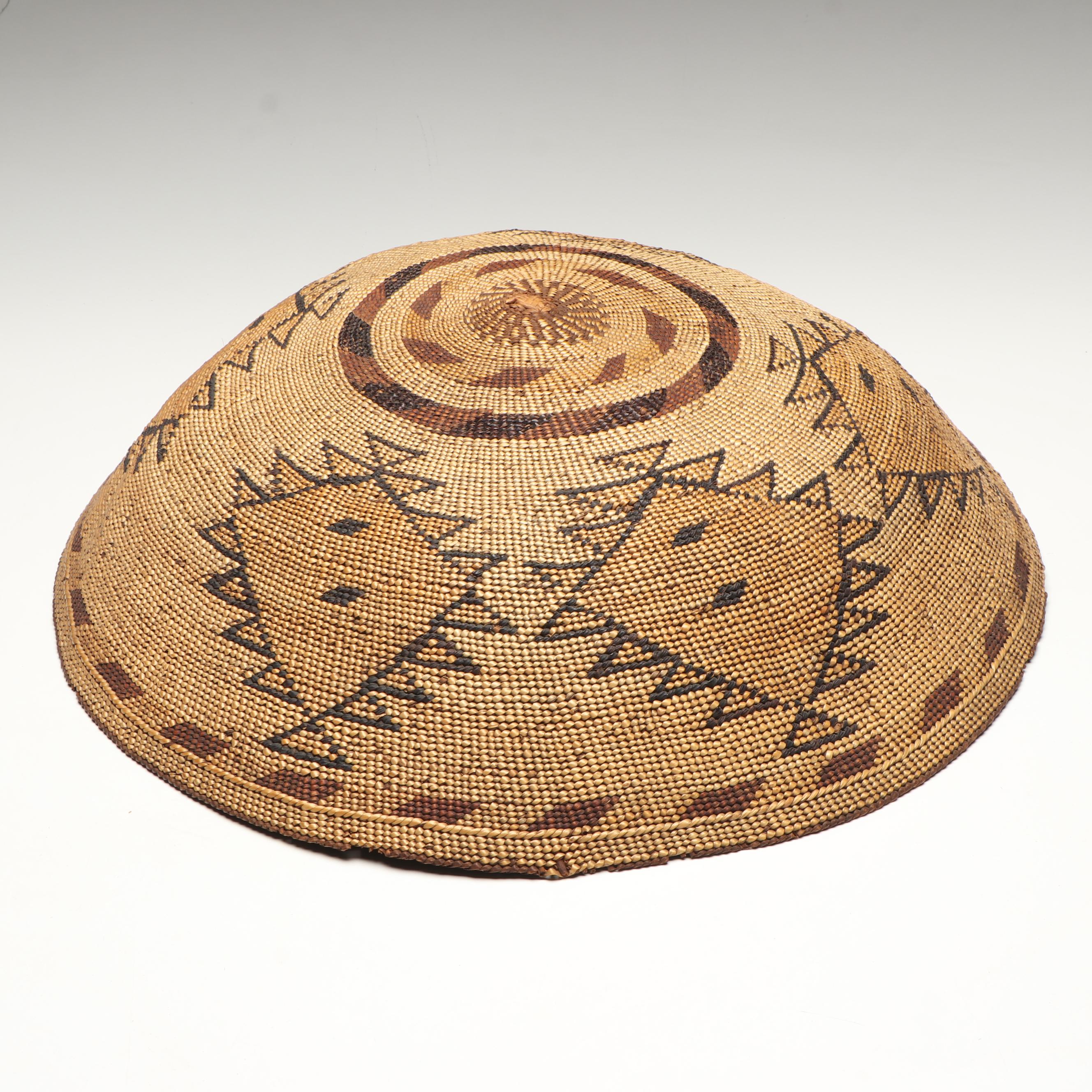 Indigenous Northern California False Embroidered Twined Basketry Bowl