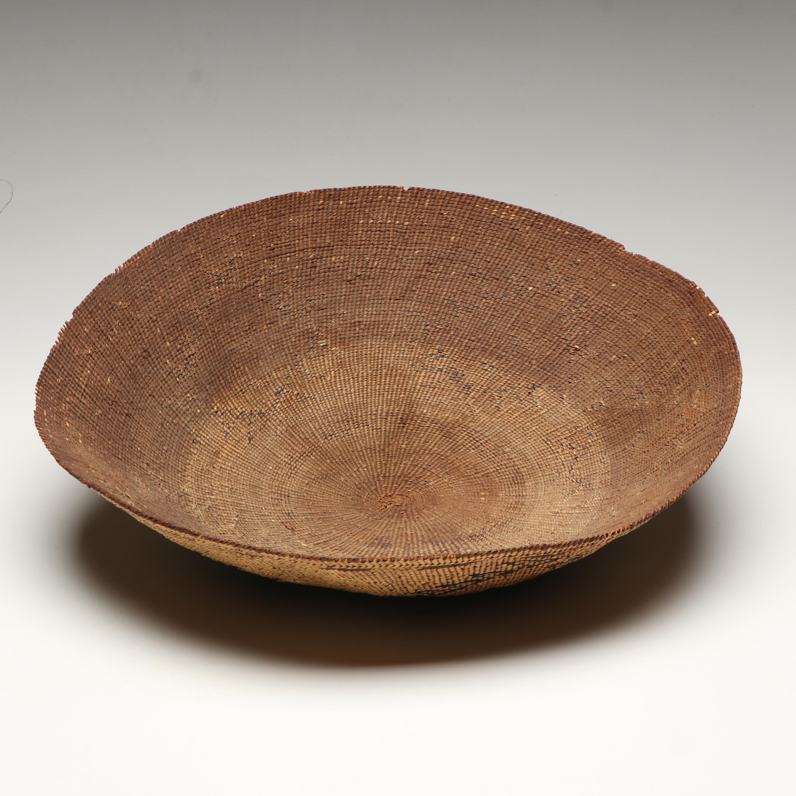 Indigenous Northern California False Embroidered Twined Basketry Bowl