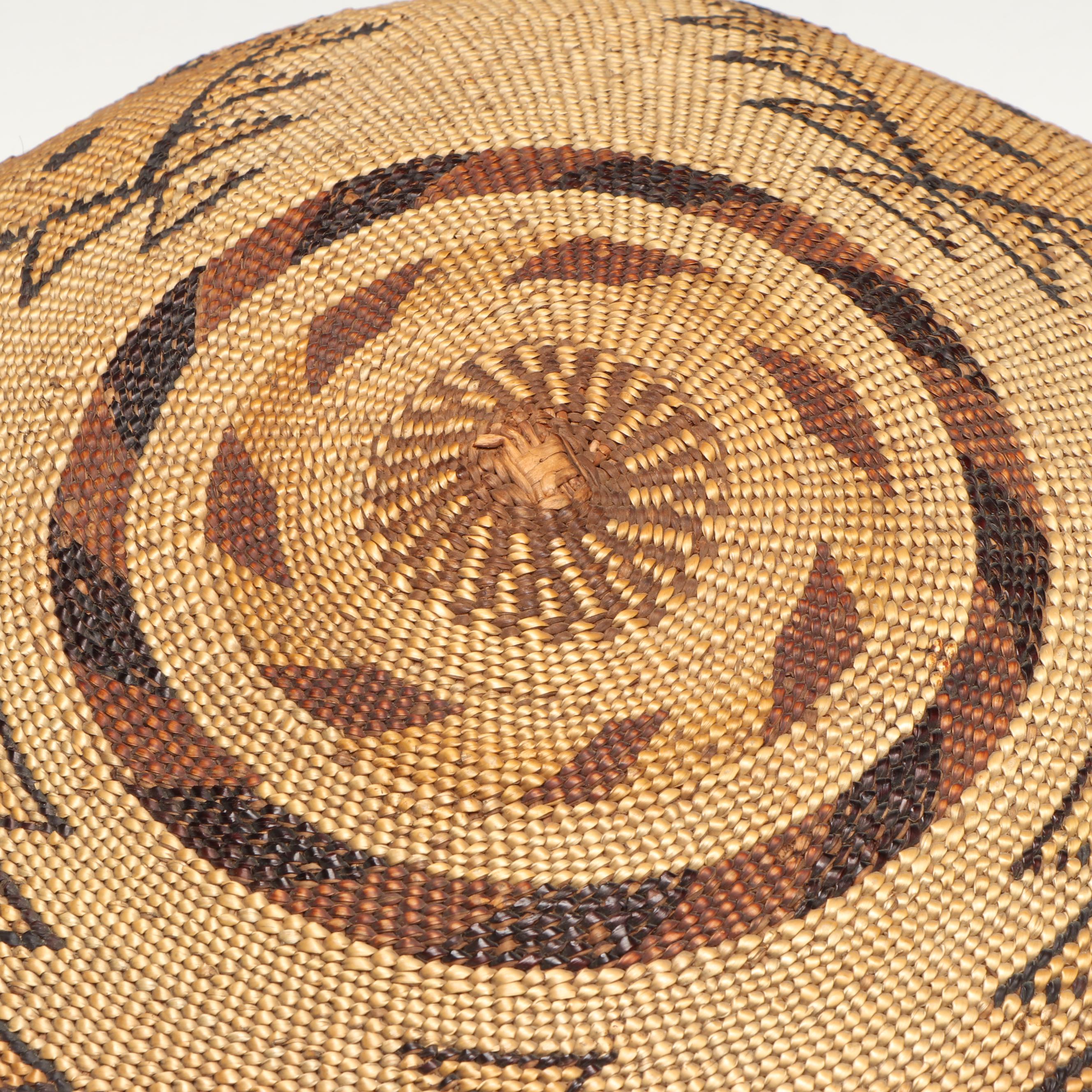 Indigenous Northern California False Embroidered Twined Basketry Bowl